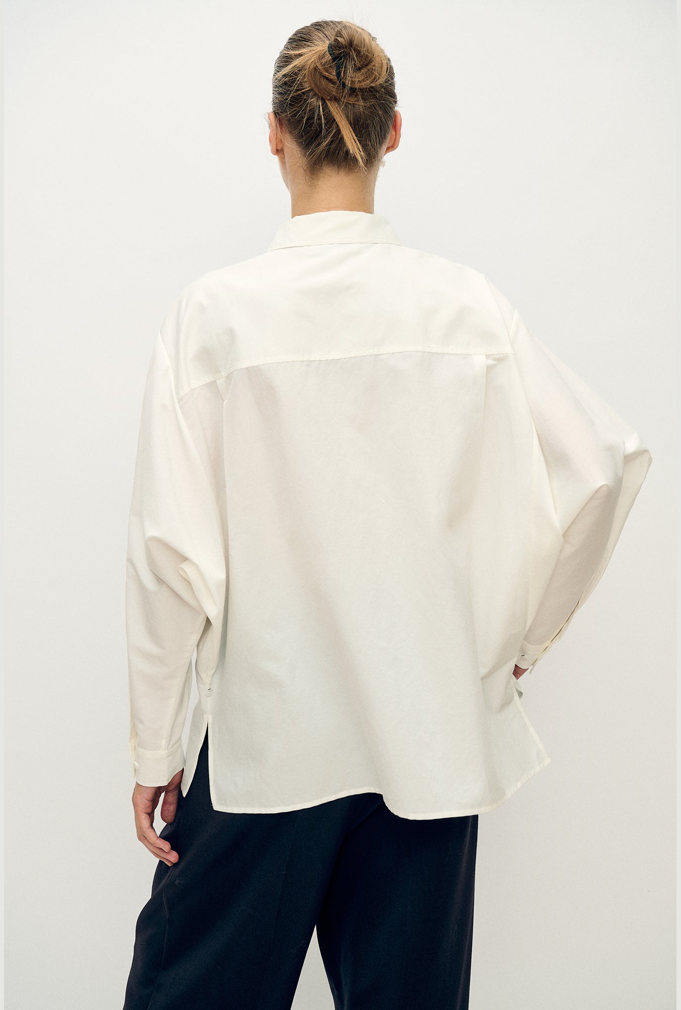 Cotton Silk Crossover Shirt White