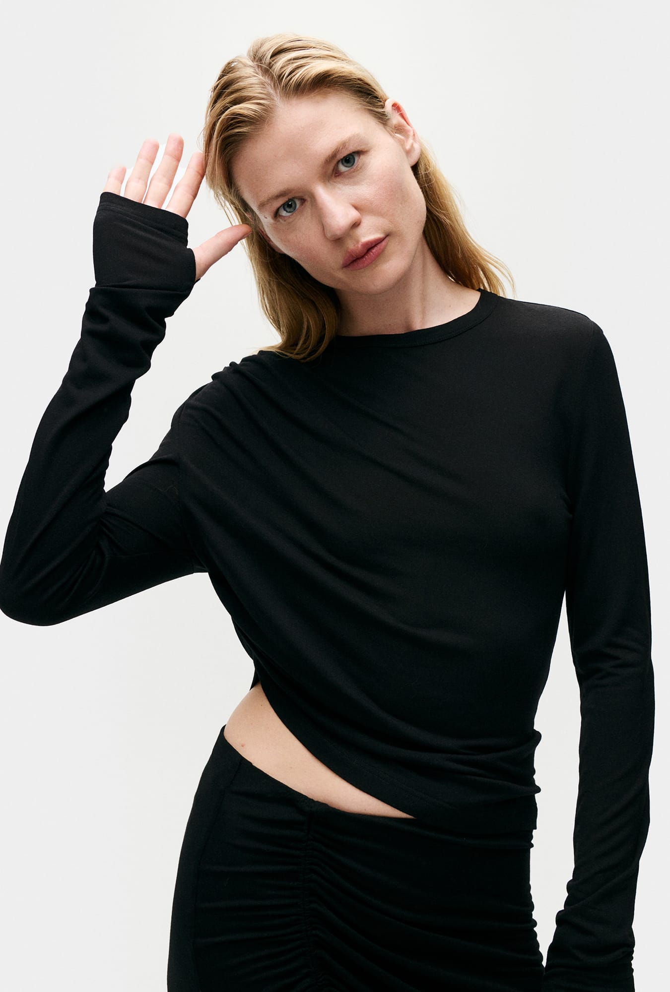 Jersey Modal Drape Top Black