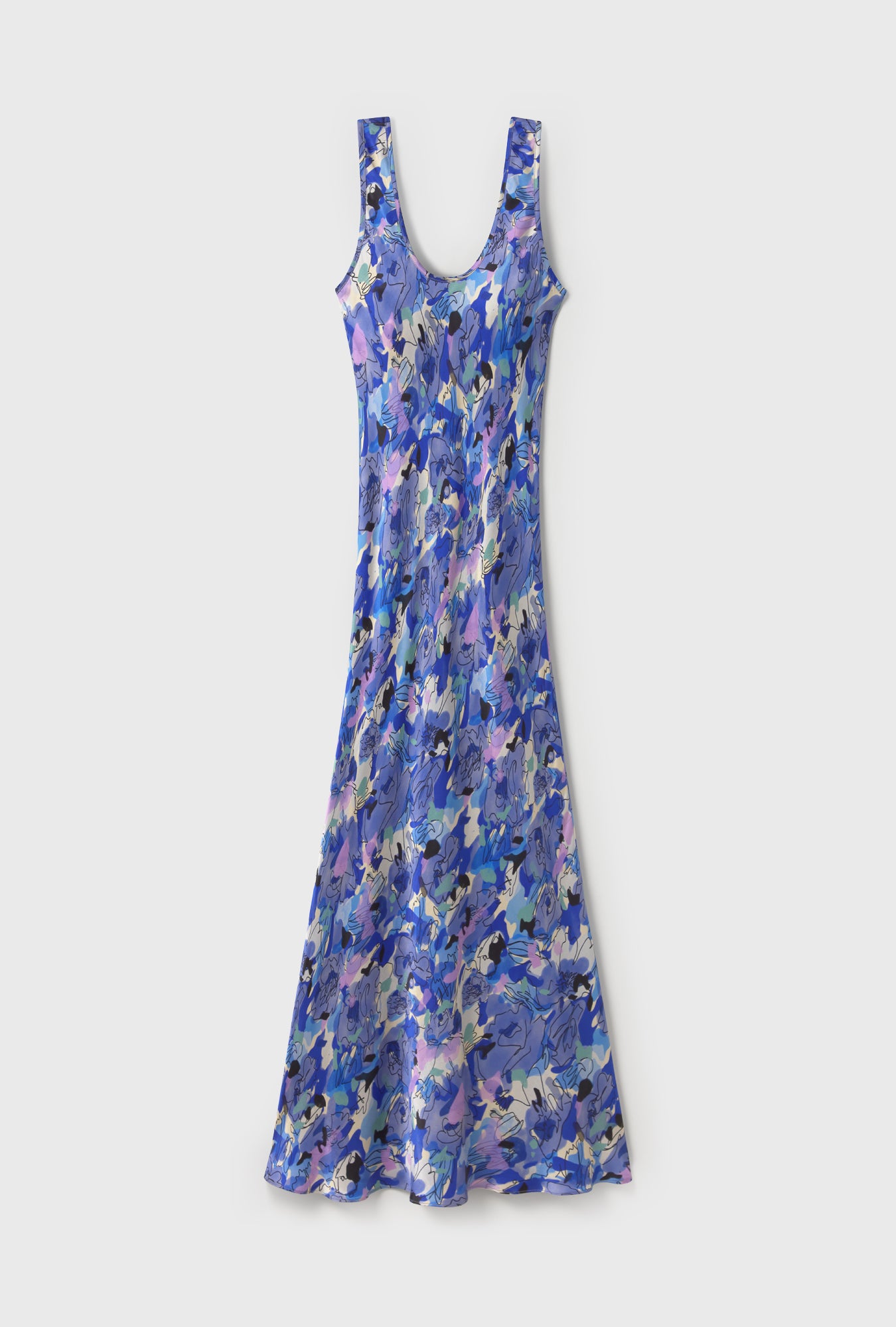 SCOOP NECK DRESS CORNFLOWER FLORAL
