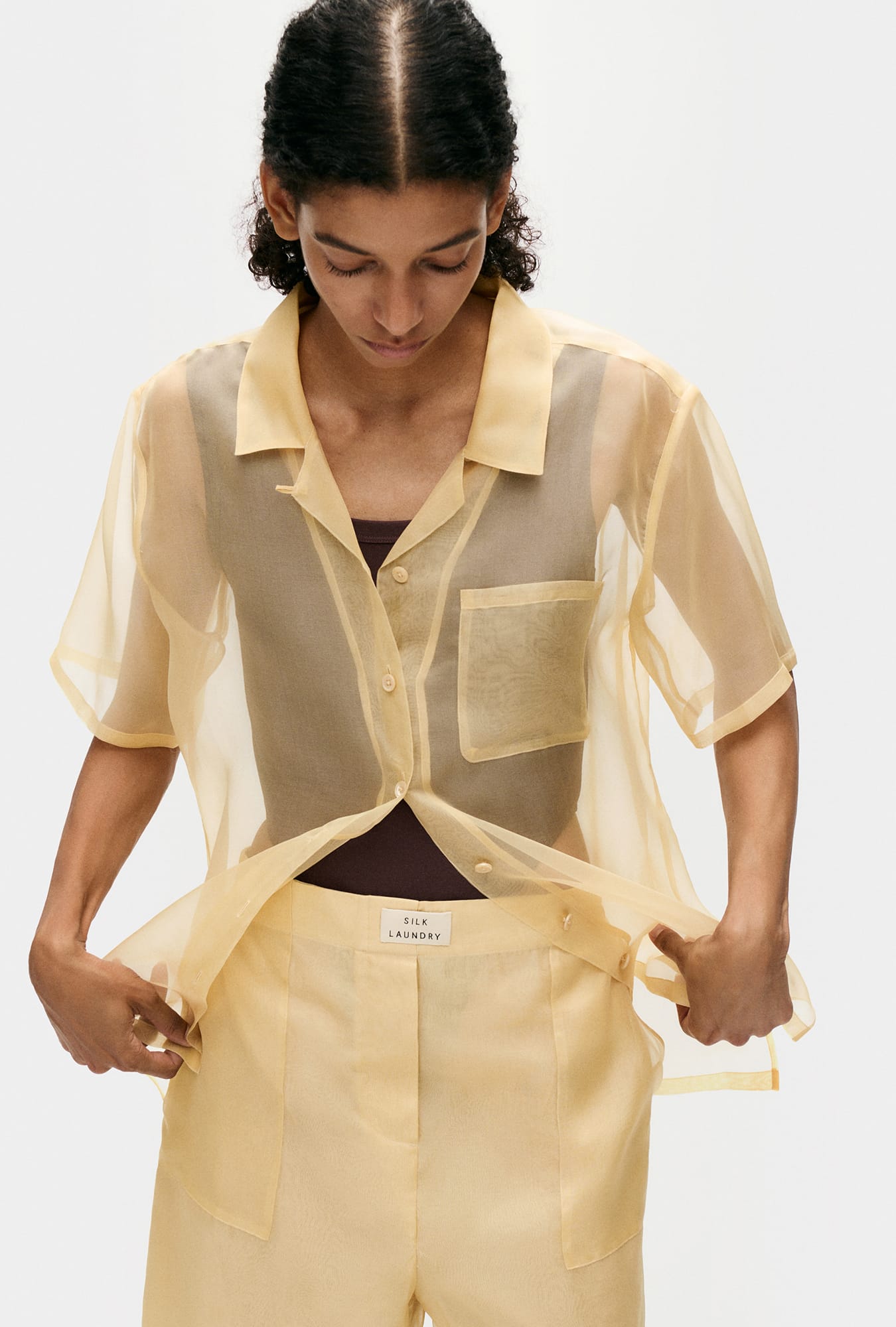 Organza Camp Shirt Beige