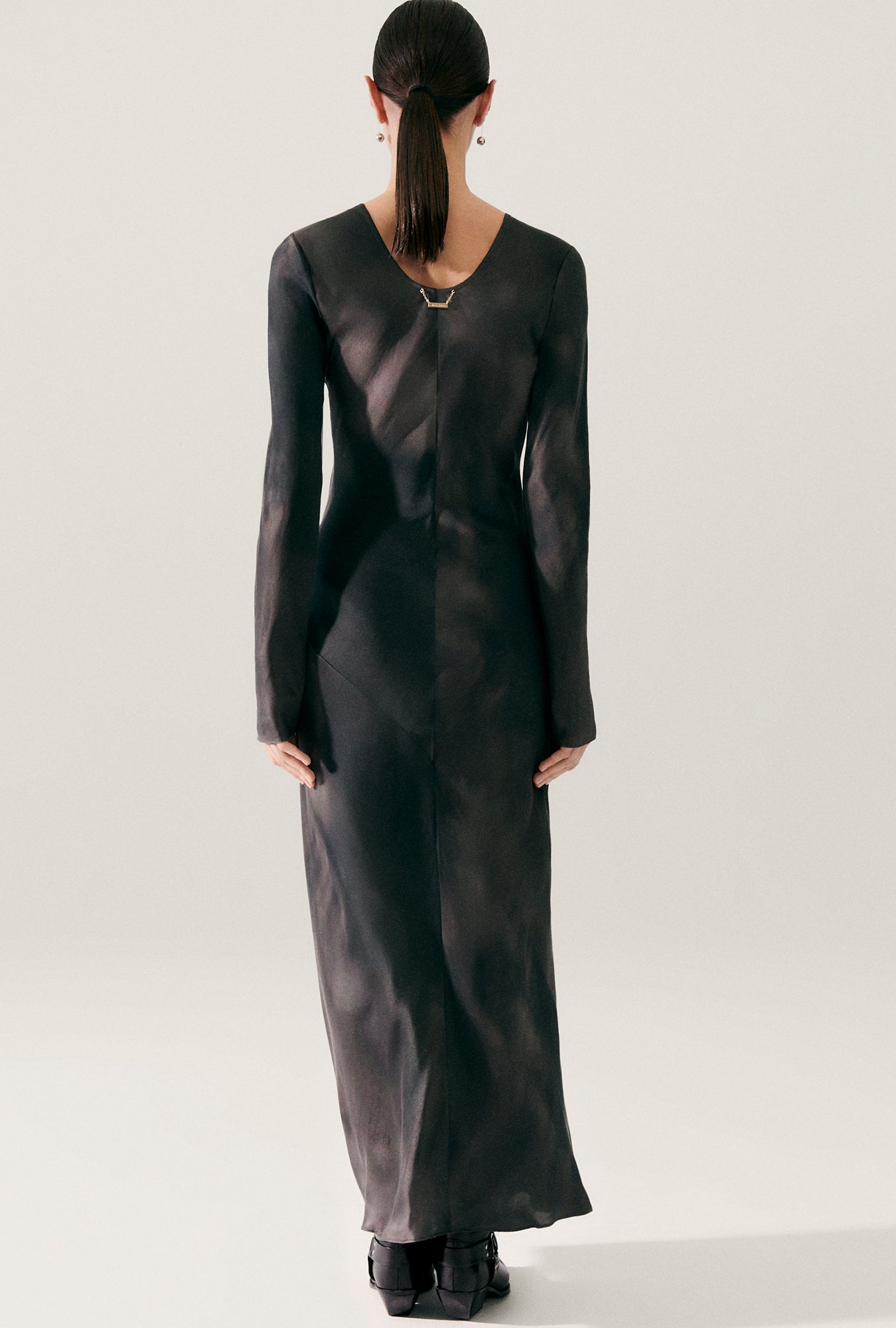 Full Sleeve Bias Dress Smoke