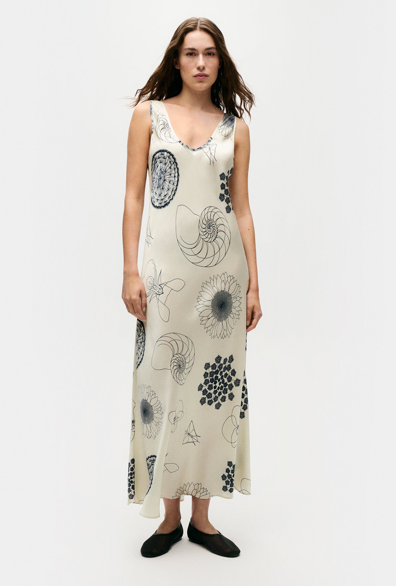 Scoop Neck Dress Fibonacci Off-White