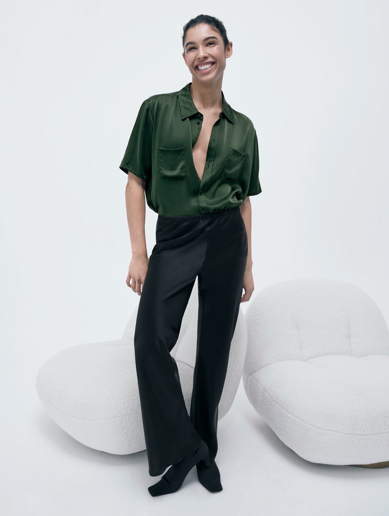 Short Sleeve Boyfriend Shirt Cedar