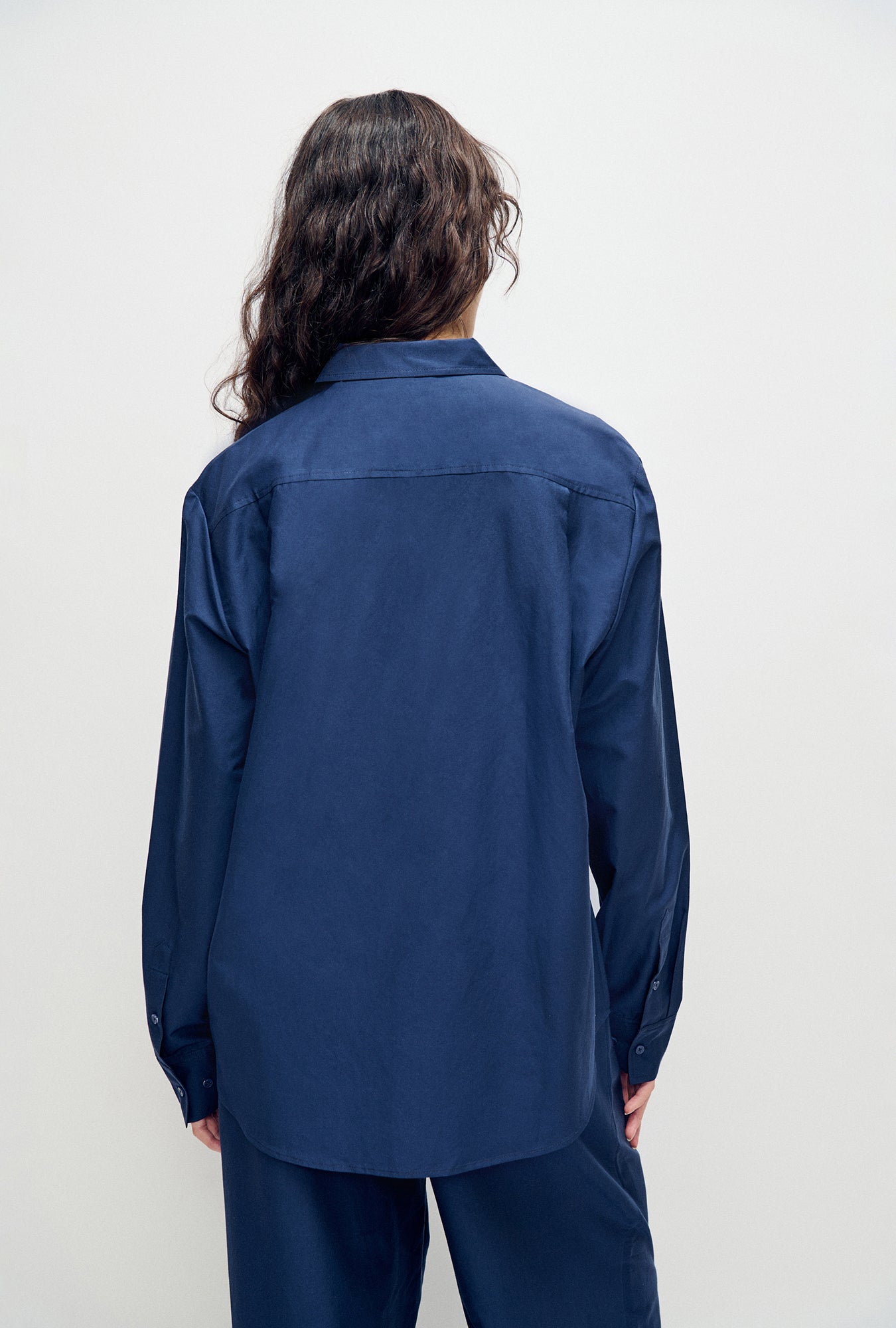 Cotton Silk Boyfriend Shirt Midnight