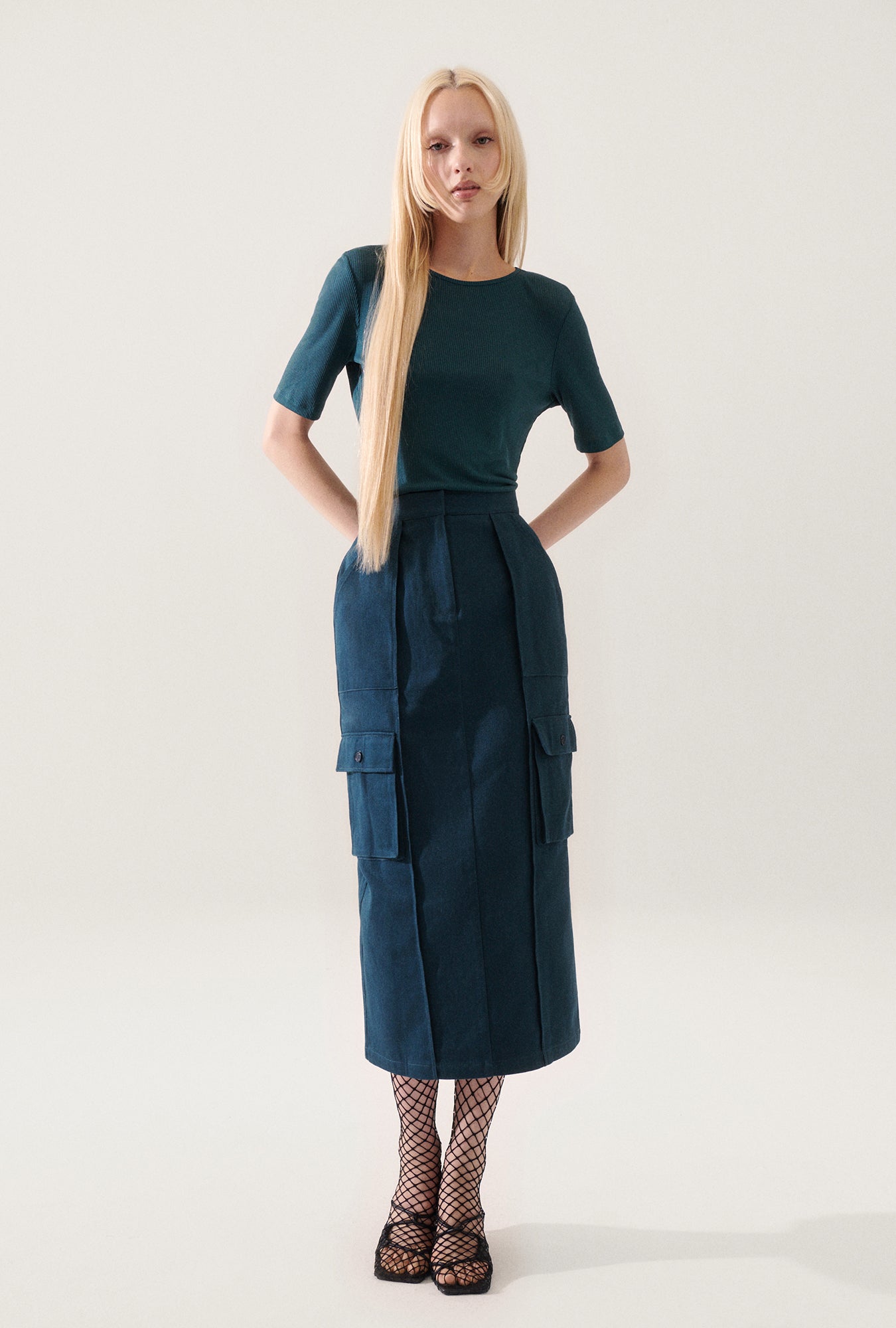 Canvas Cargo Skirt Teal
