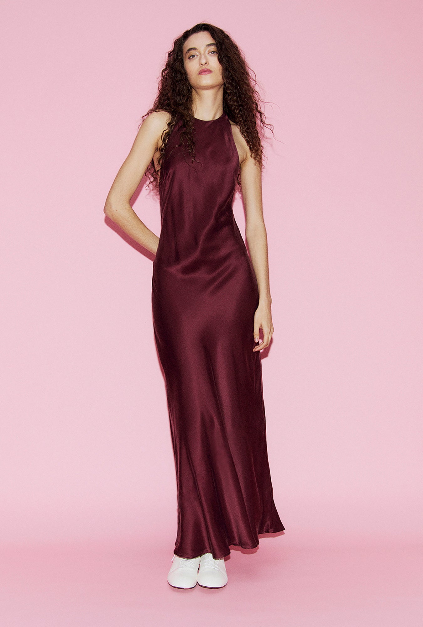 Long Halter Dress Deadleaf