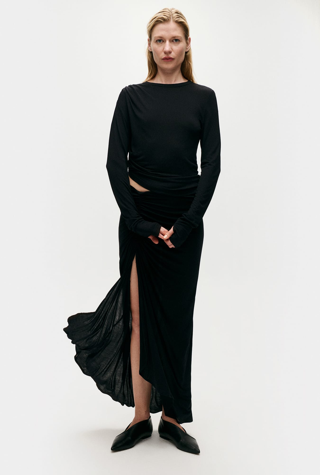 Jersey Modal Drape Top Black