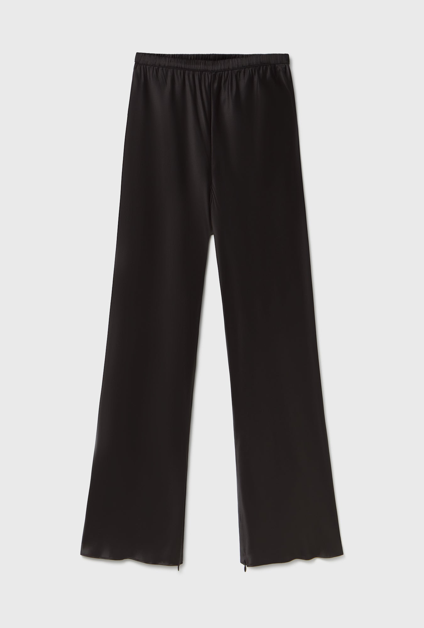 Cropped Bias Cut Pants Black Satin