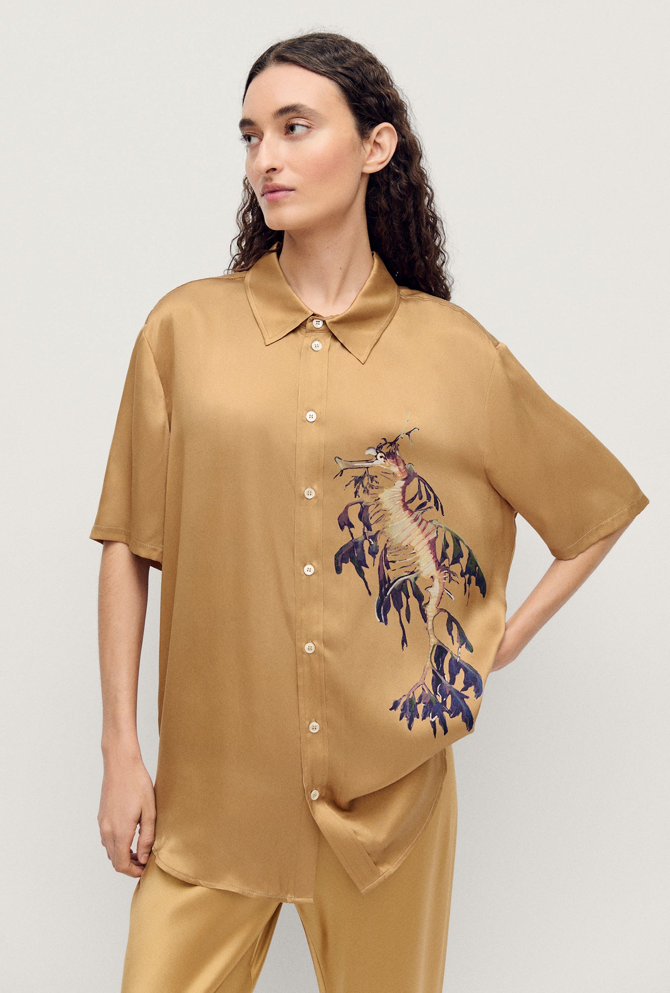 Short Sleeve Boyfriend Shirt Seahorse