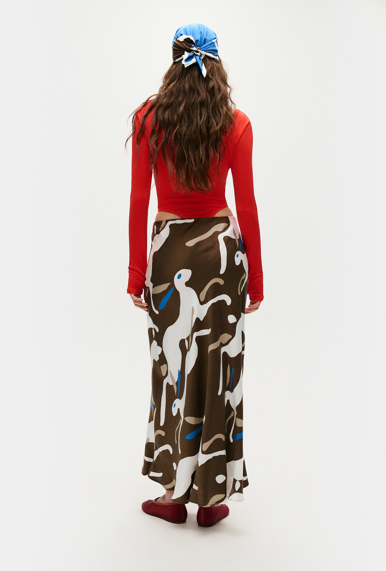 Long Bias Cut Skirt Rabbit Dark Earth