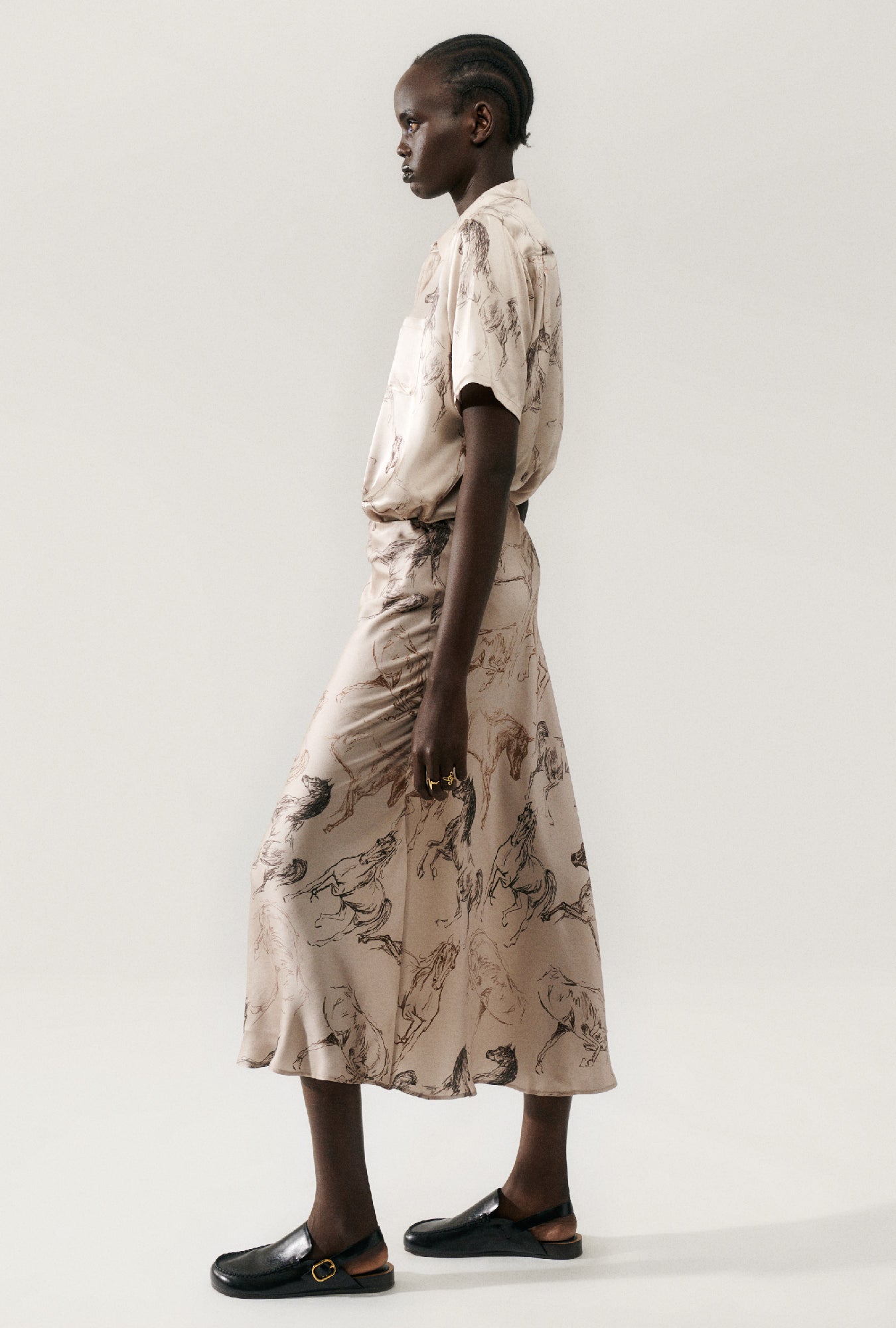 Long Bias Cut Skirt Wild Horses