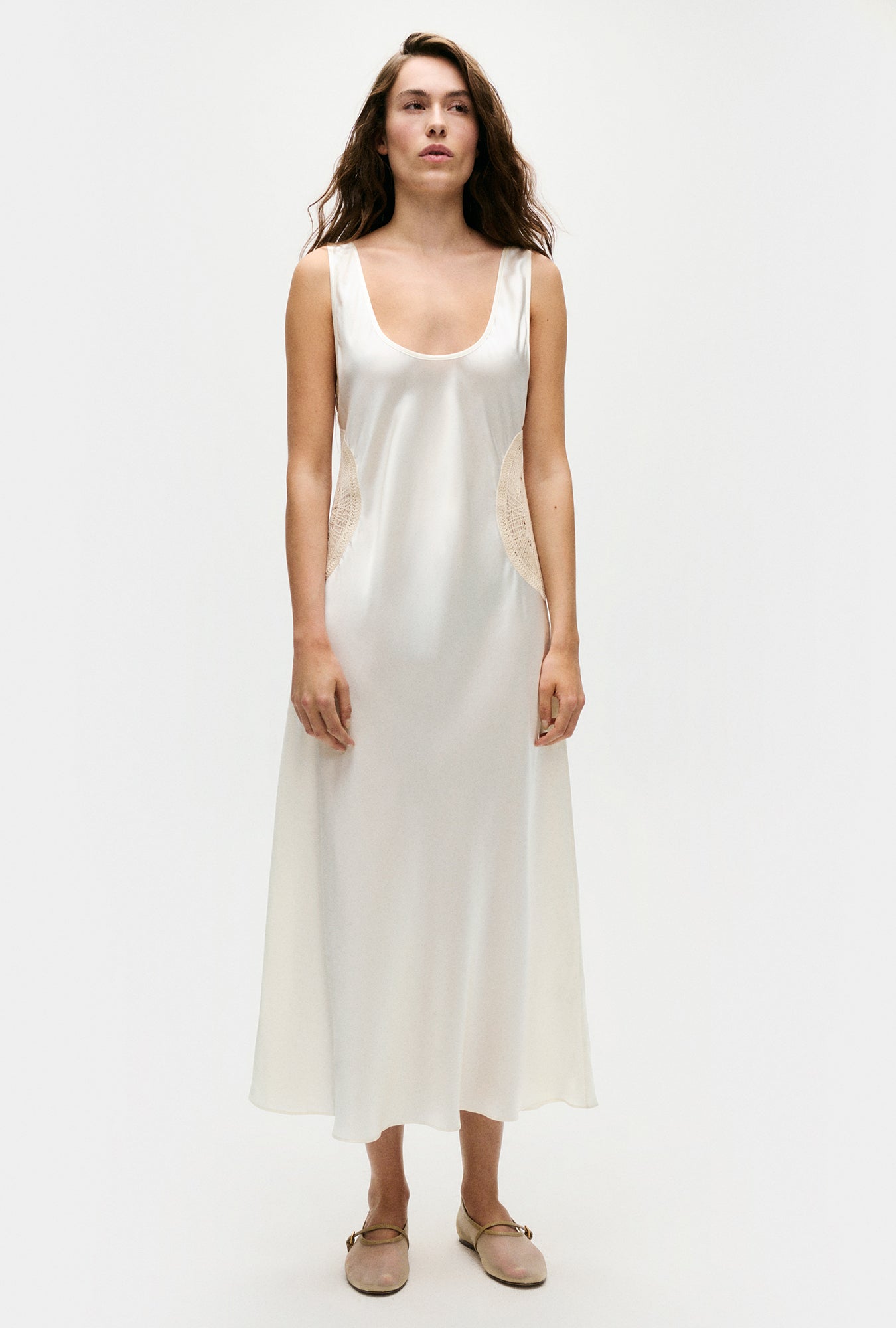 Doilies Scoop Neck Dress Off-White