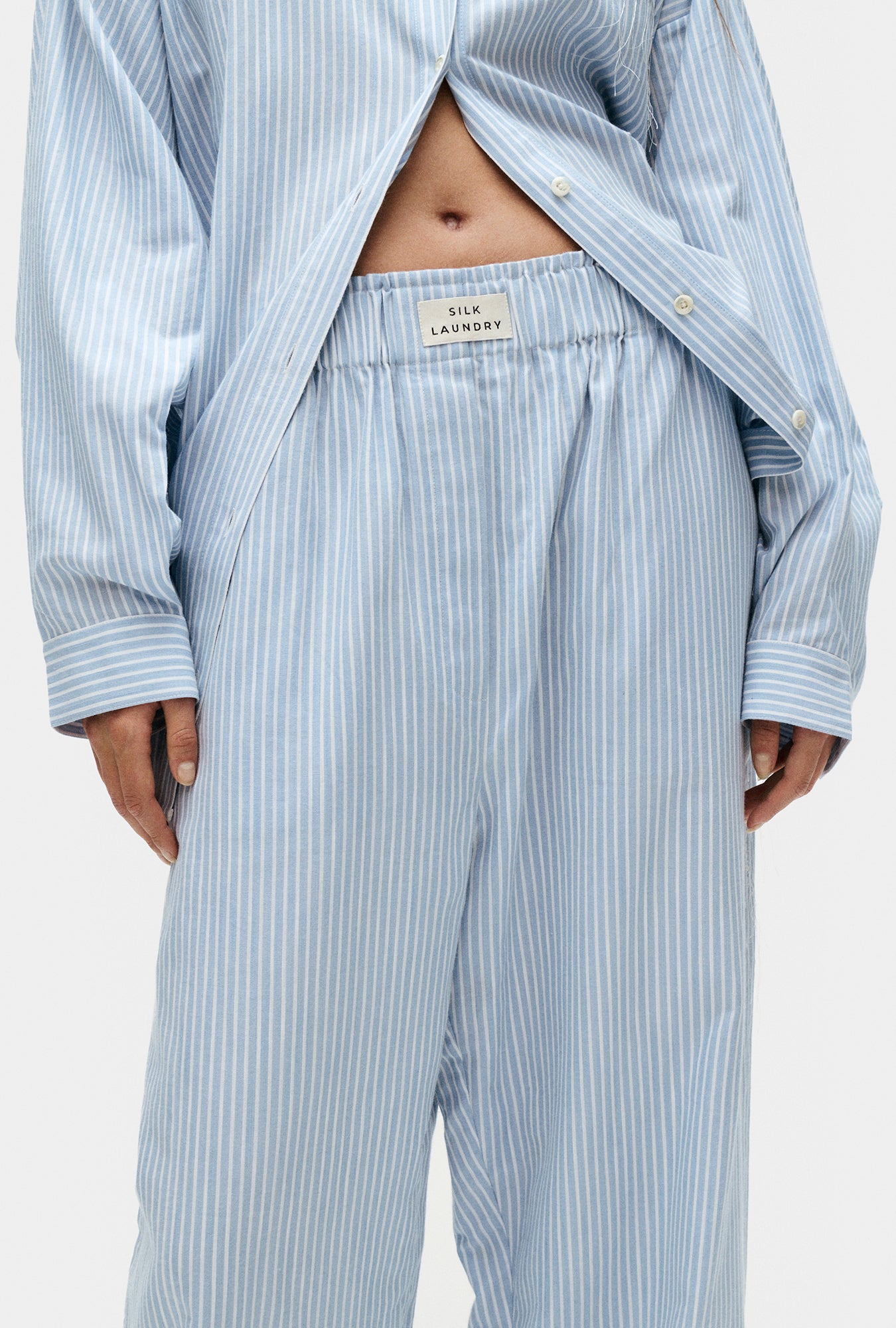 Cotton Paper Bag Pants Storm Stripe