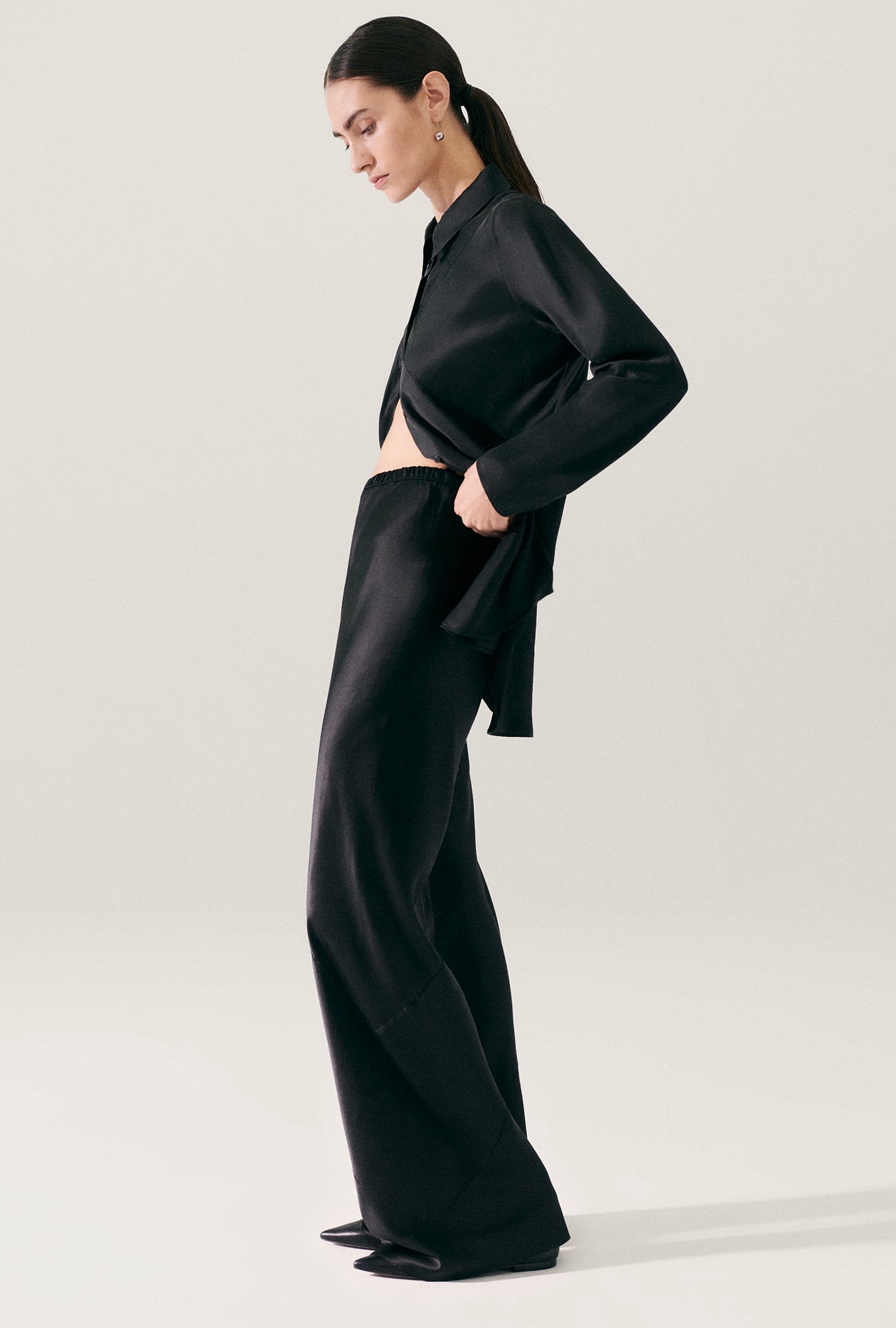 Splice Bias Cut Shirt Black