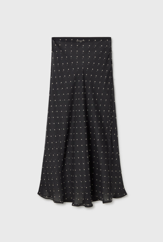 Long Bias Cut Skirt Small Polka Dot