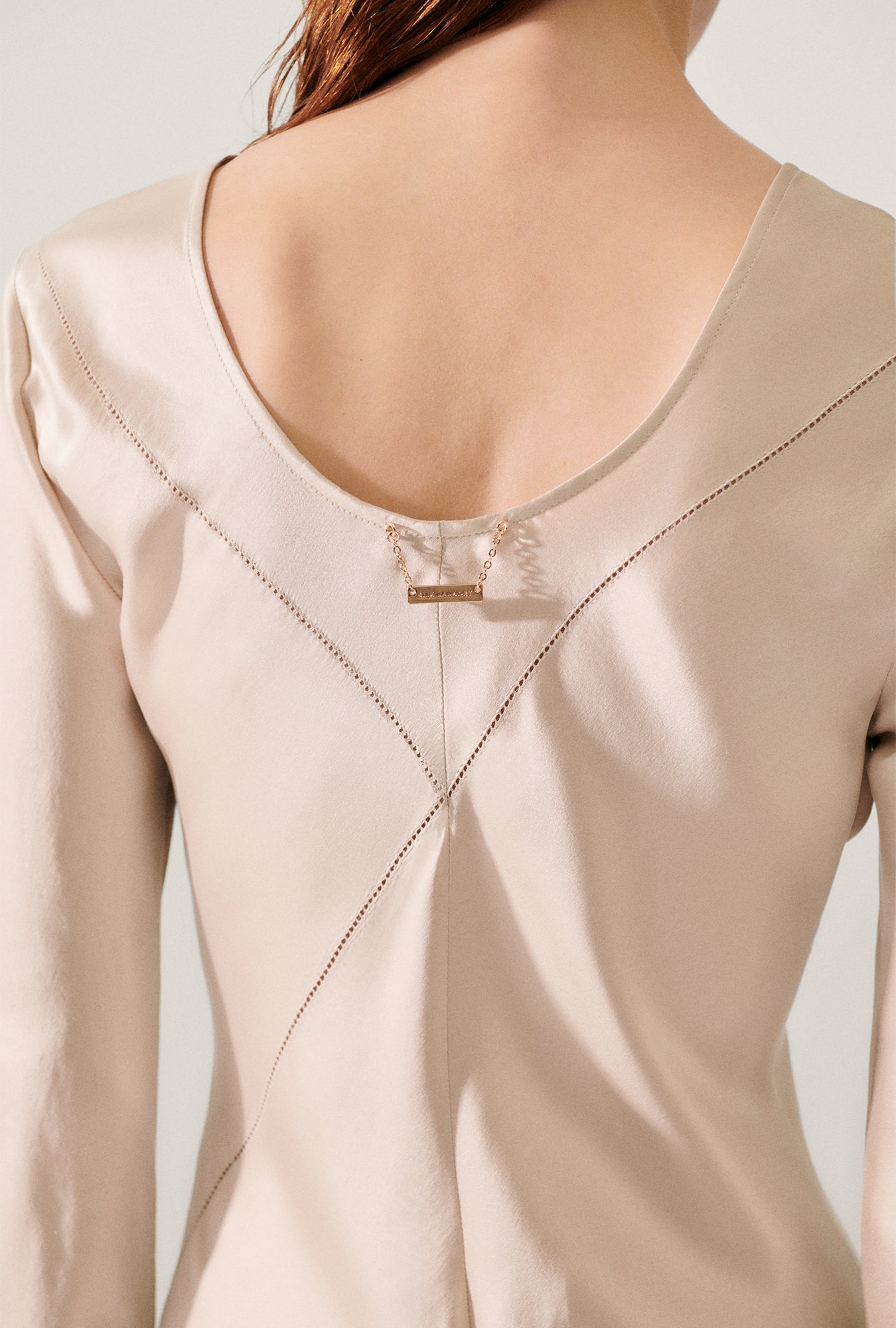 Splice Full Sleeve Bias Dress Hazelnut