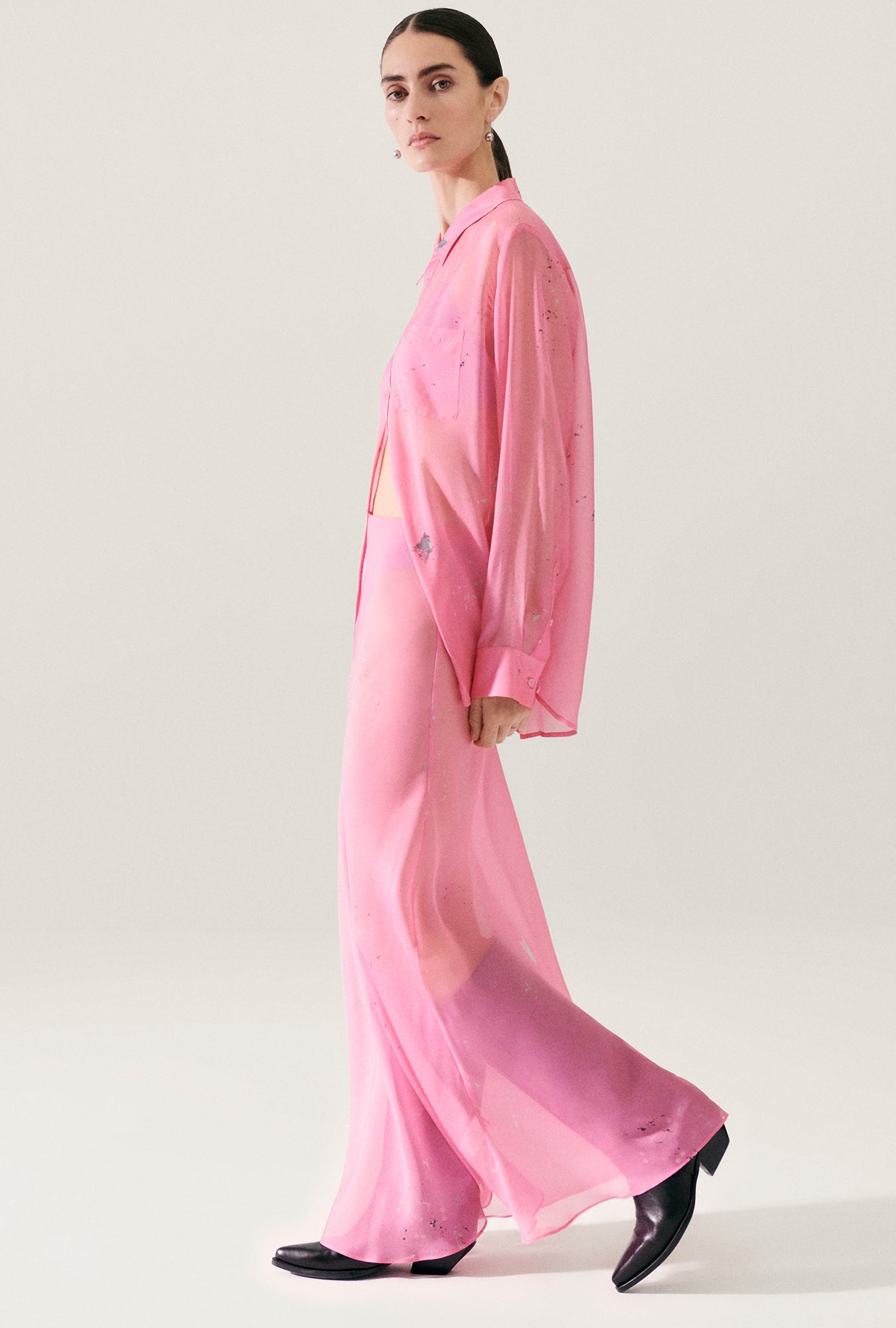 Chiffon Long Bias Cut Skirt Hog Wash