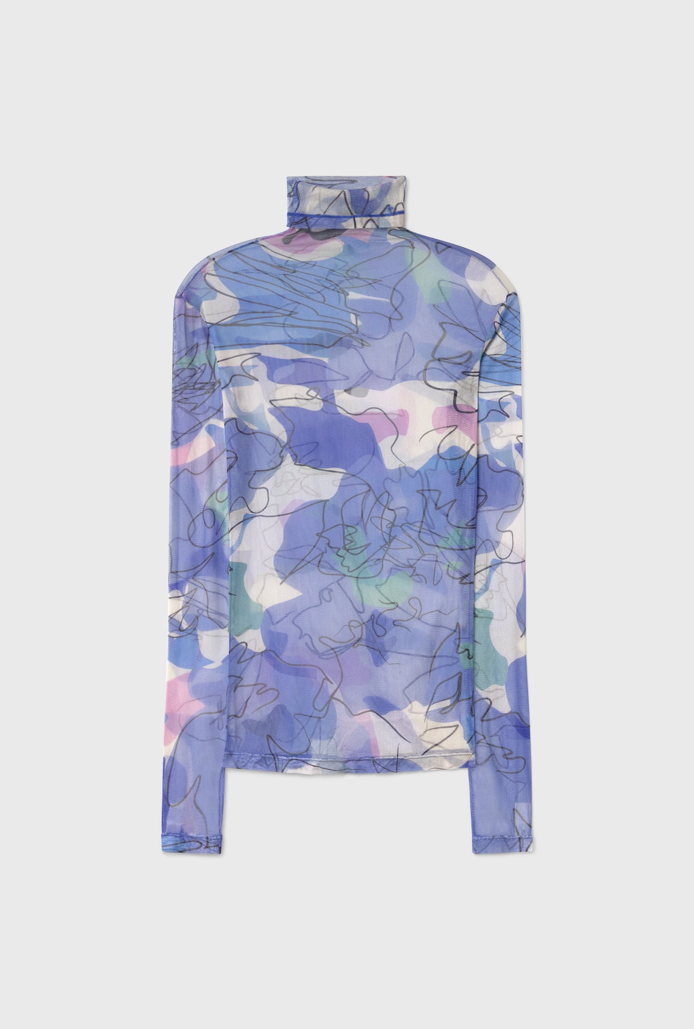 MESH TURTLENECK CORNFLOWER FLORAL