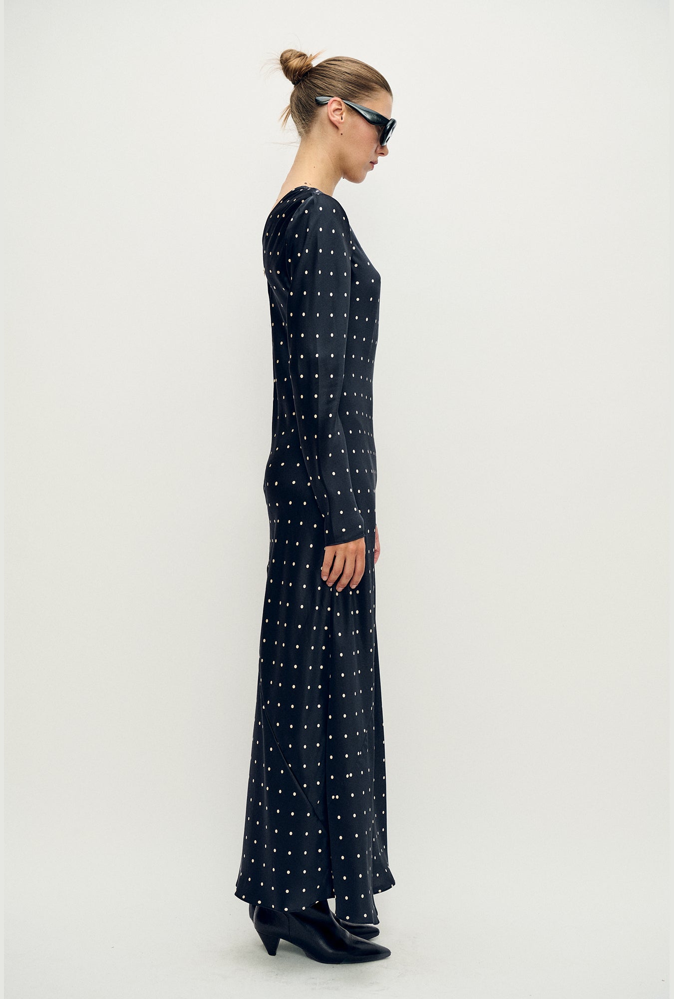 Full Sleeve Bias Dress Small Polka Dot