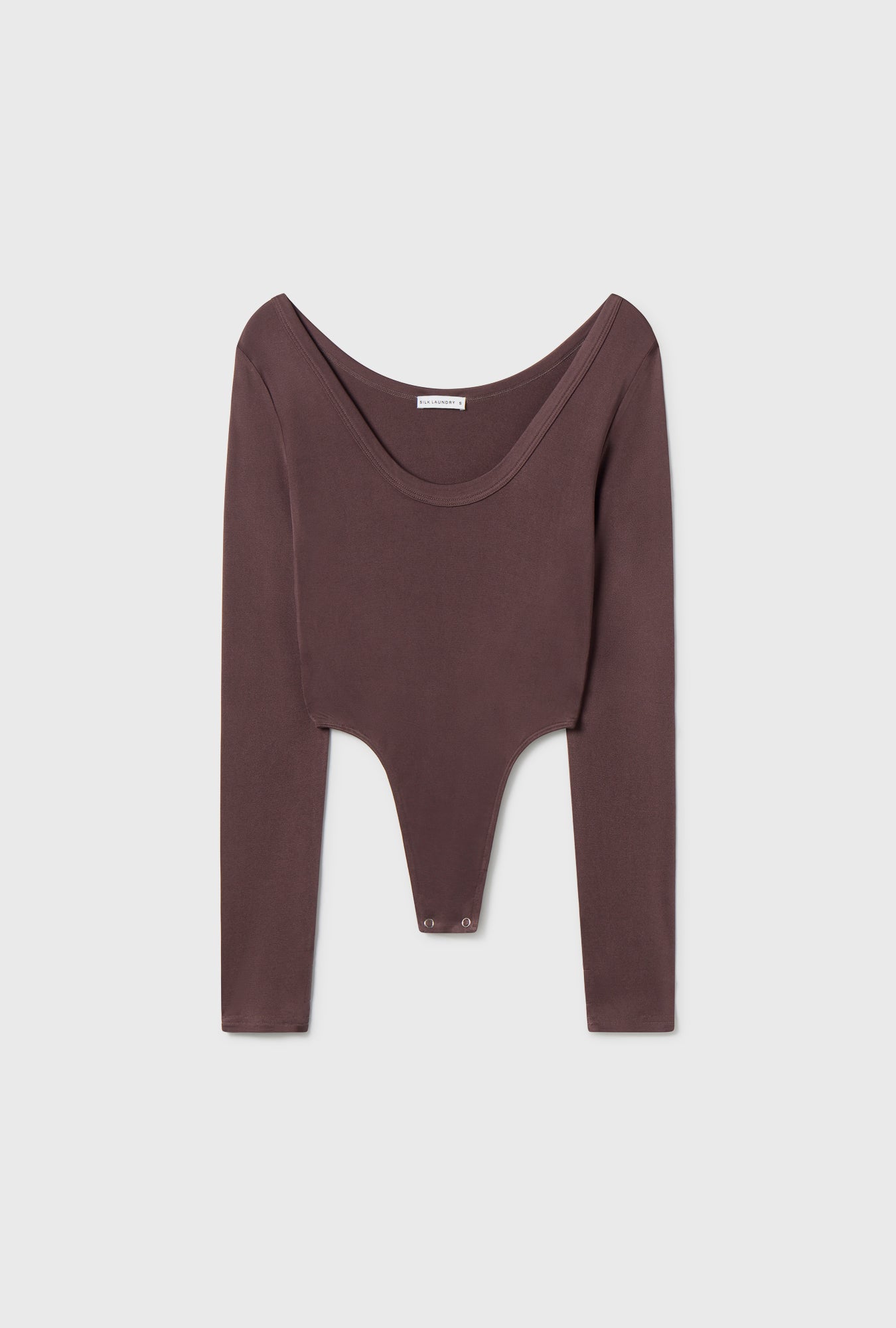 Jersey Modal Long Sleeve Cutaway Bodysuit Cacao
