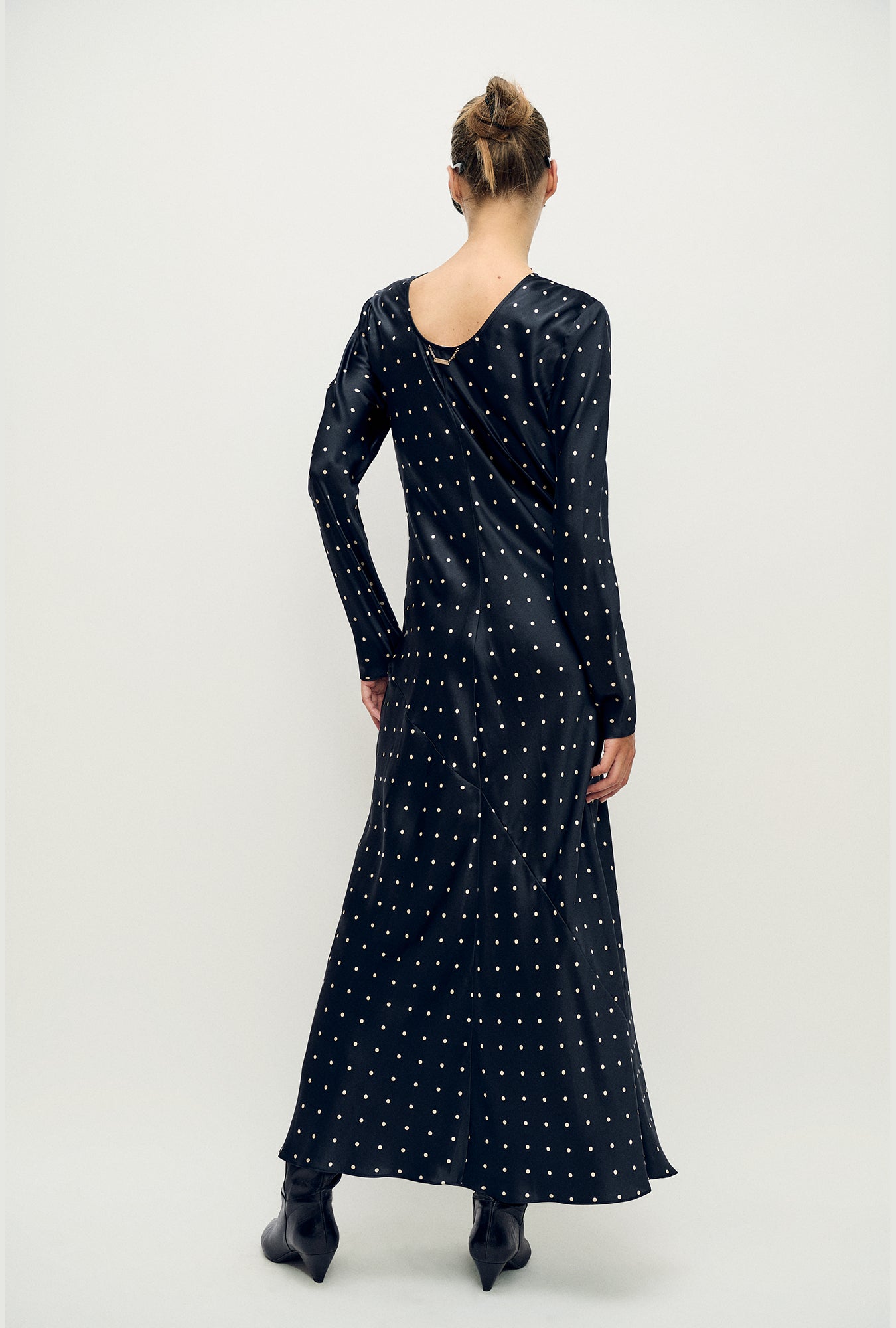 Full Sleeve Bias Dress Small Polka Dot