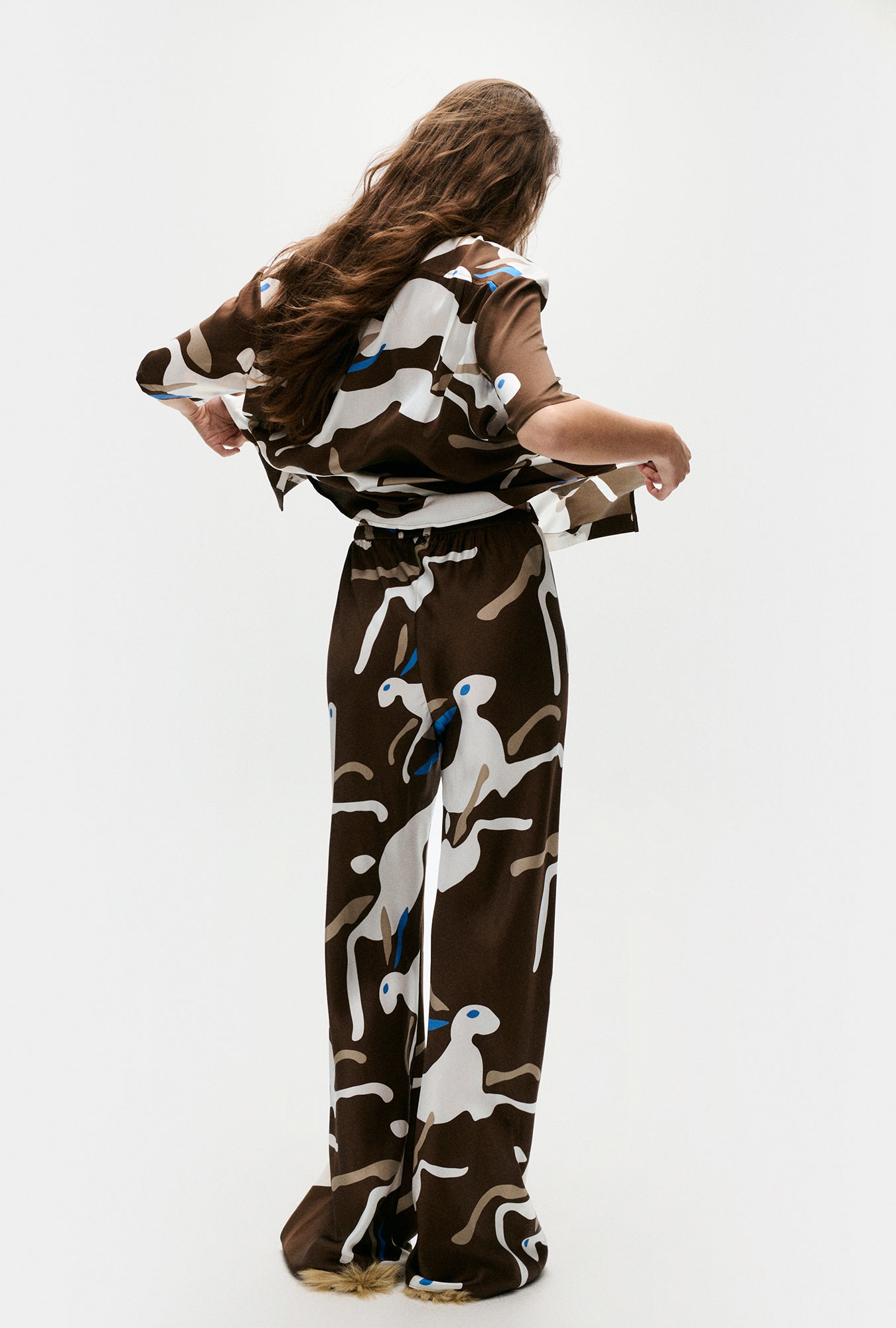 Bias Cut Pants Rabbit Dark Earth