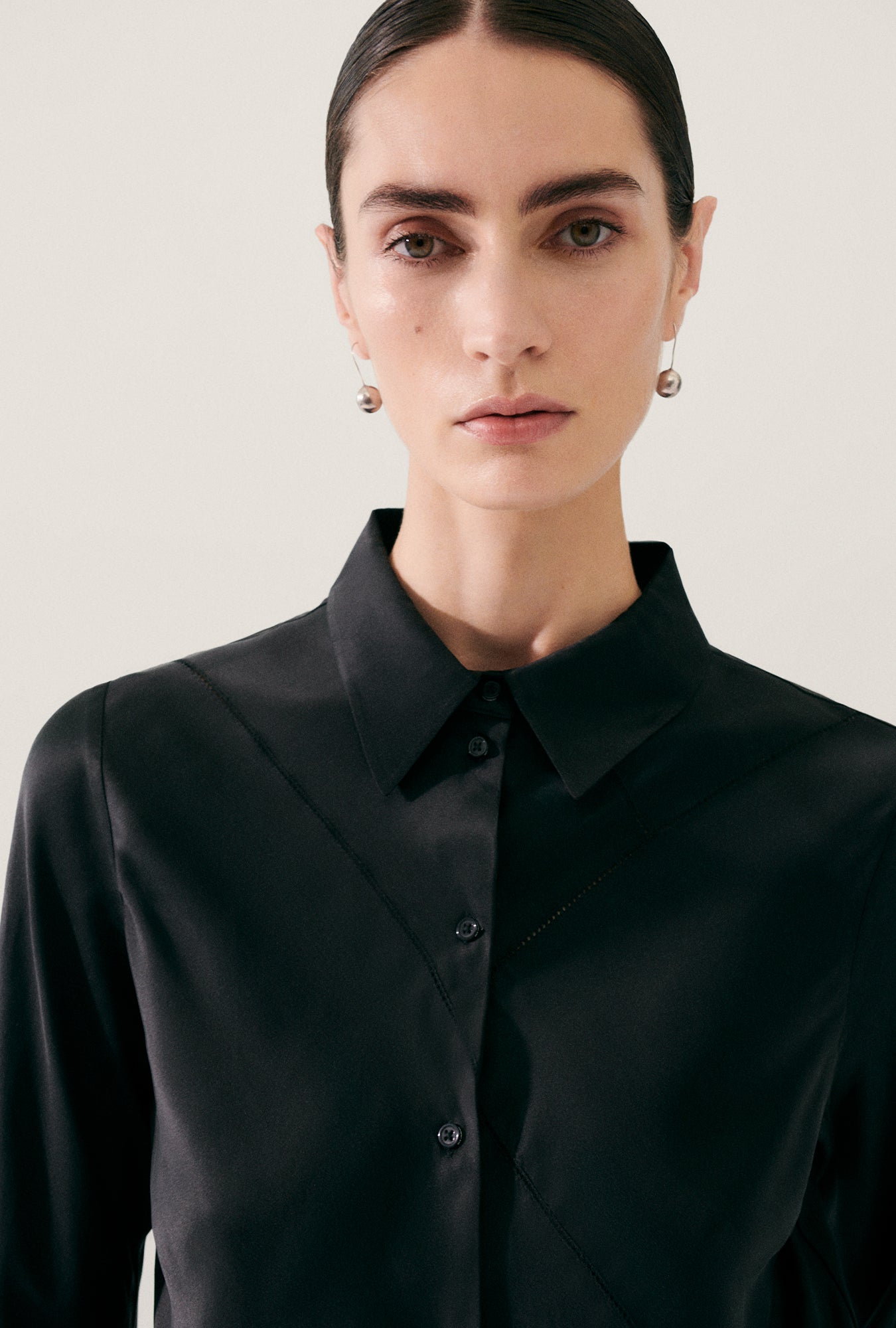 Splice Bias Cut Shirt Black