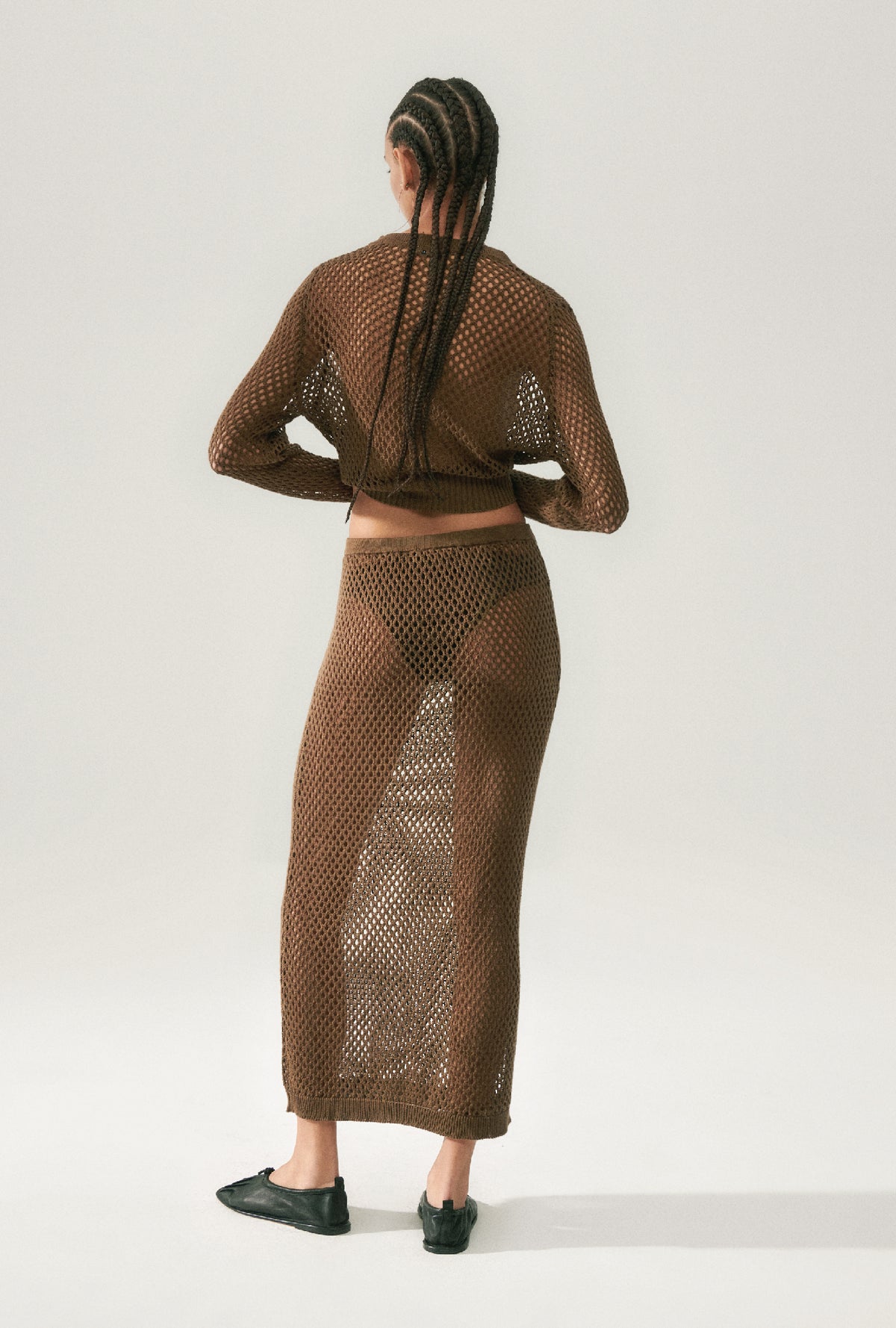 Crochet Straight Skirt Dark Earth
