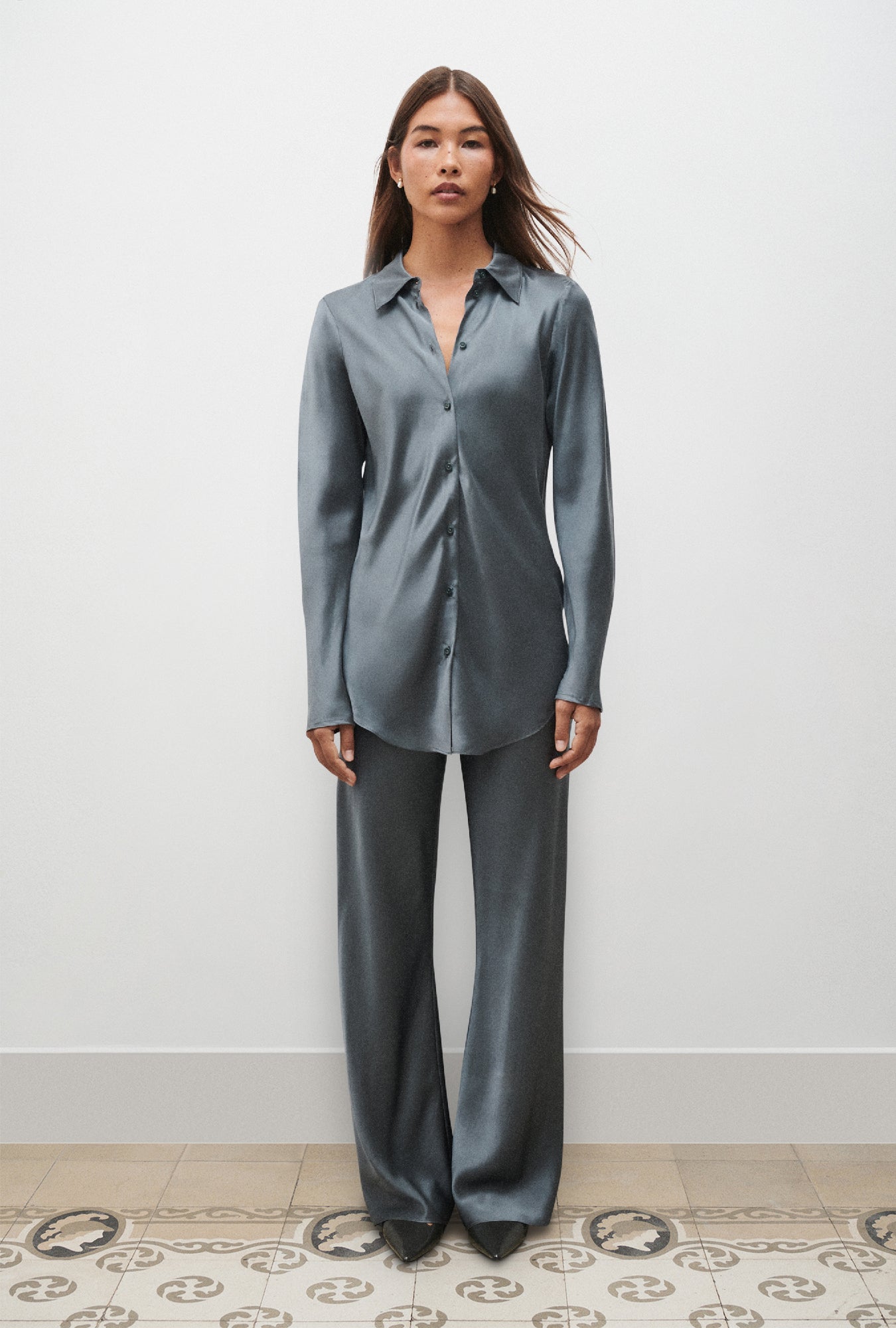 Bias Cut Shirt Slate