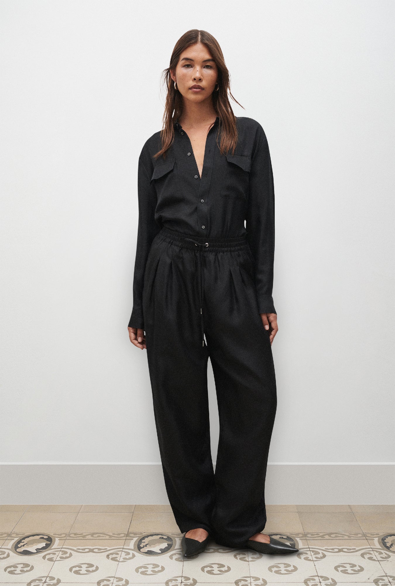 Twill Slouch Pants Black