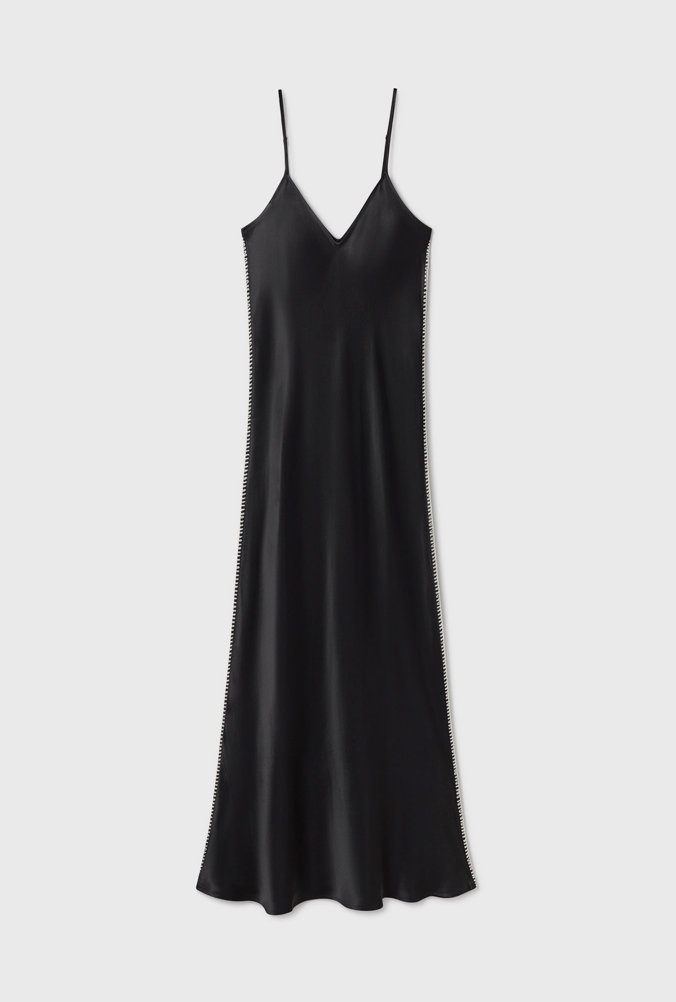 90S Slip Dress Blanket Stitch Black