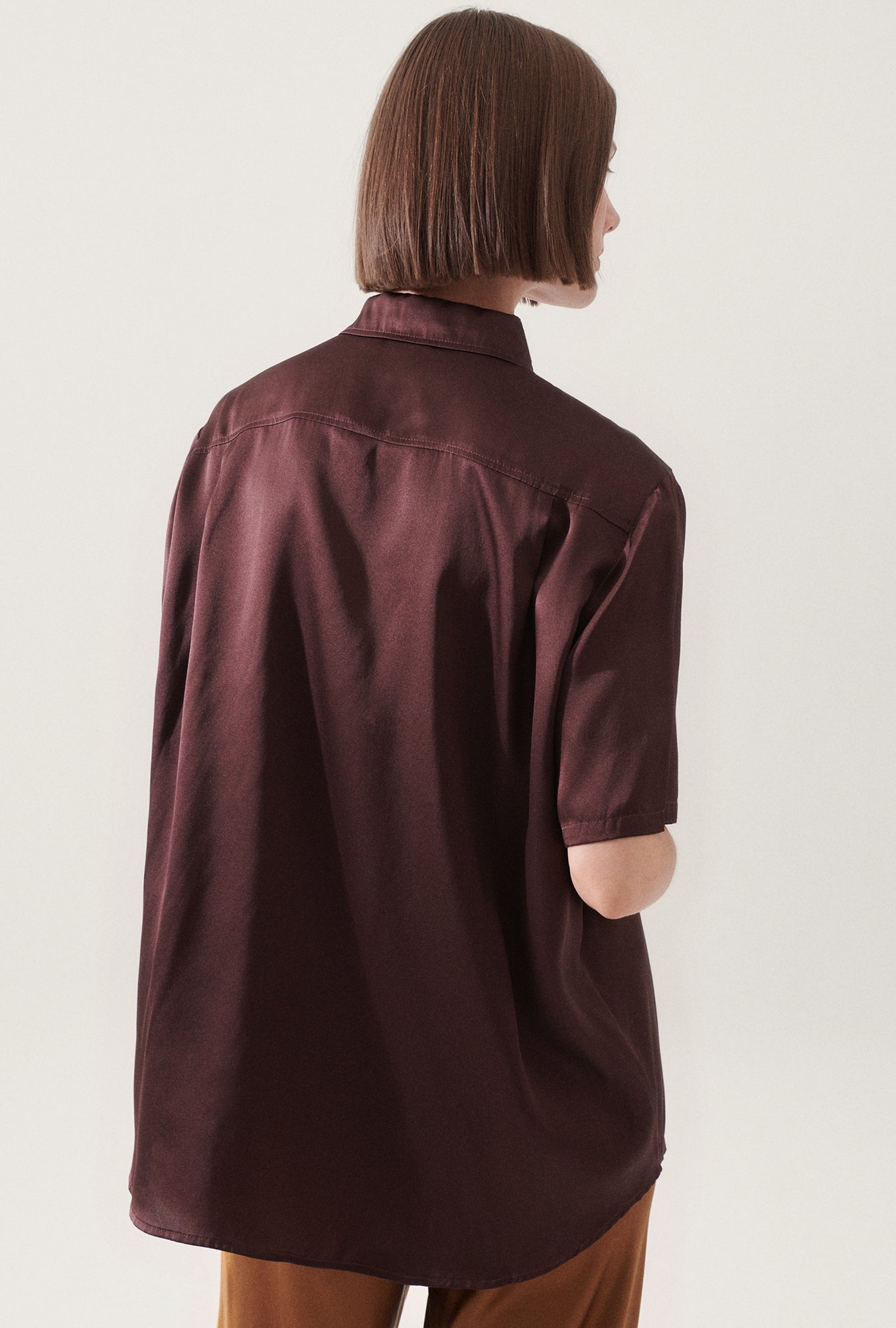 Short Sleeve Boyfriend Shirt Cacao
