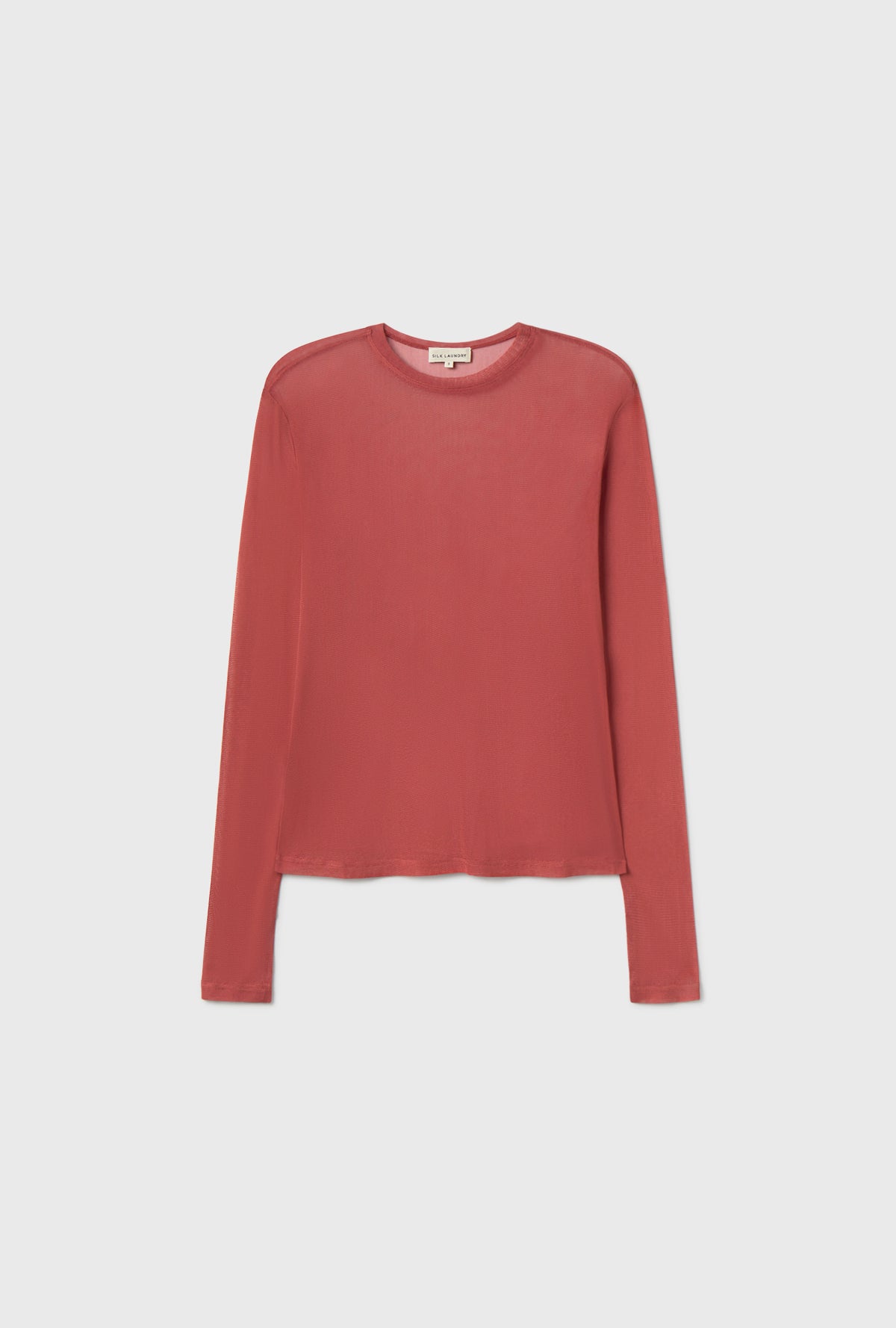 Mesh Long Sleeve Top Blush Red