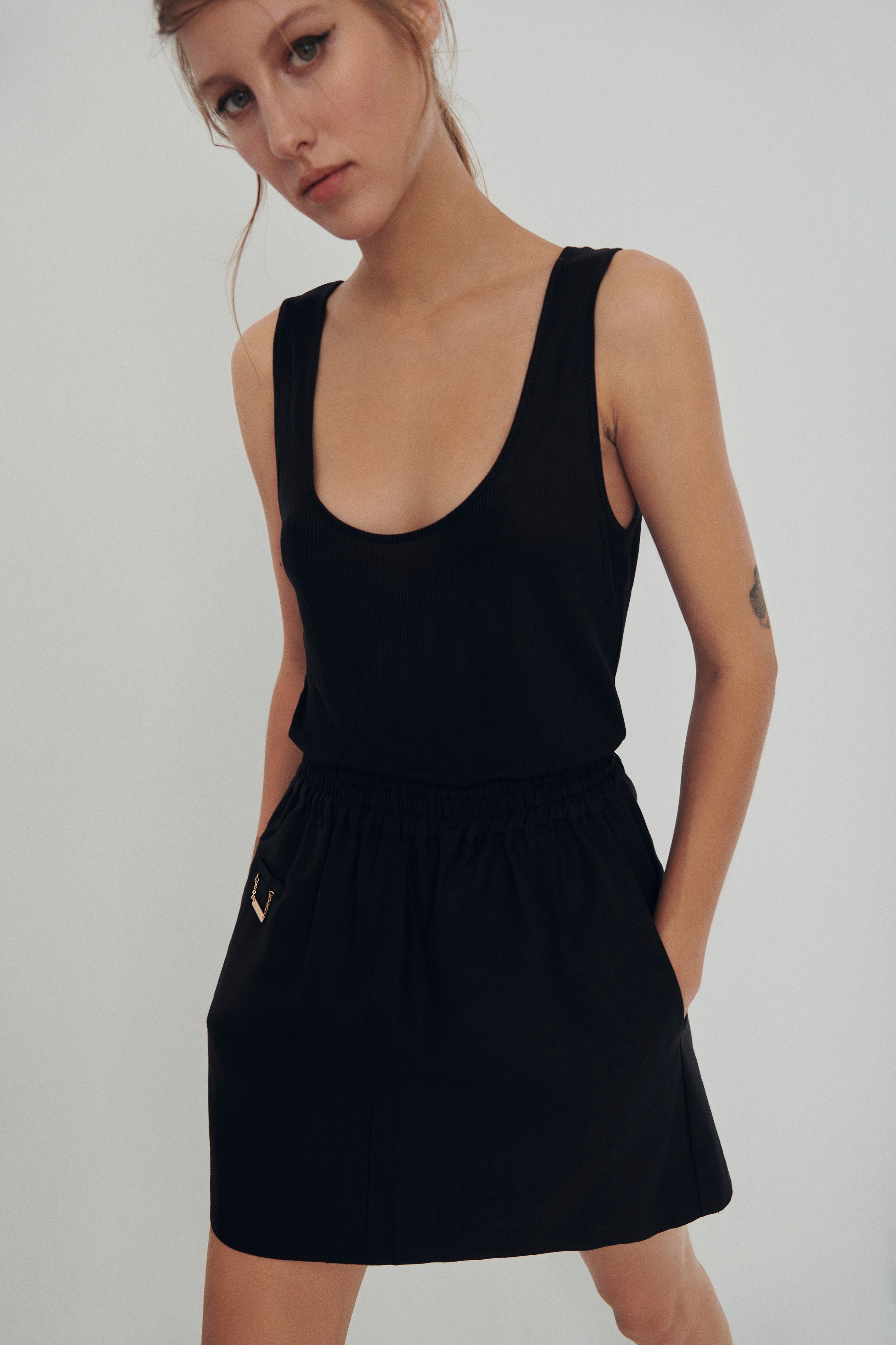 Yak Blend A-Line Mini Skirt Black