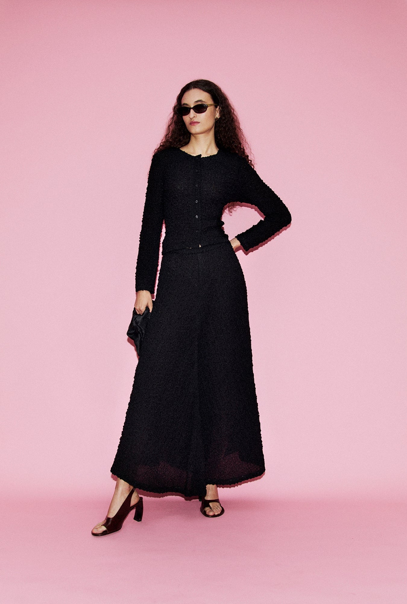 Pebble Long Sleeve Elena Top Black