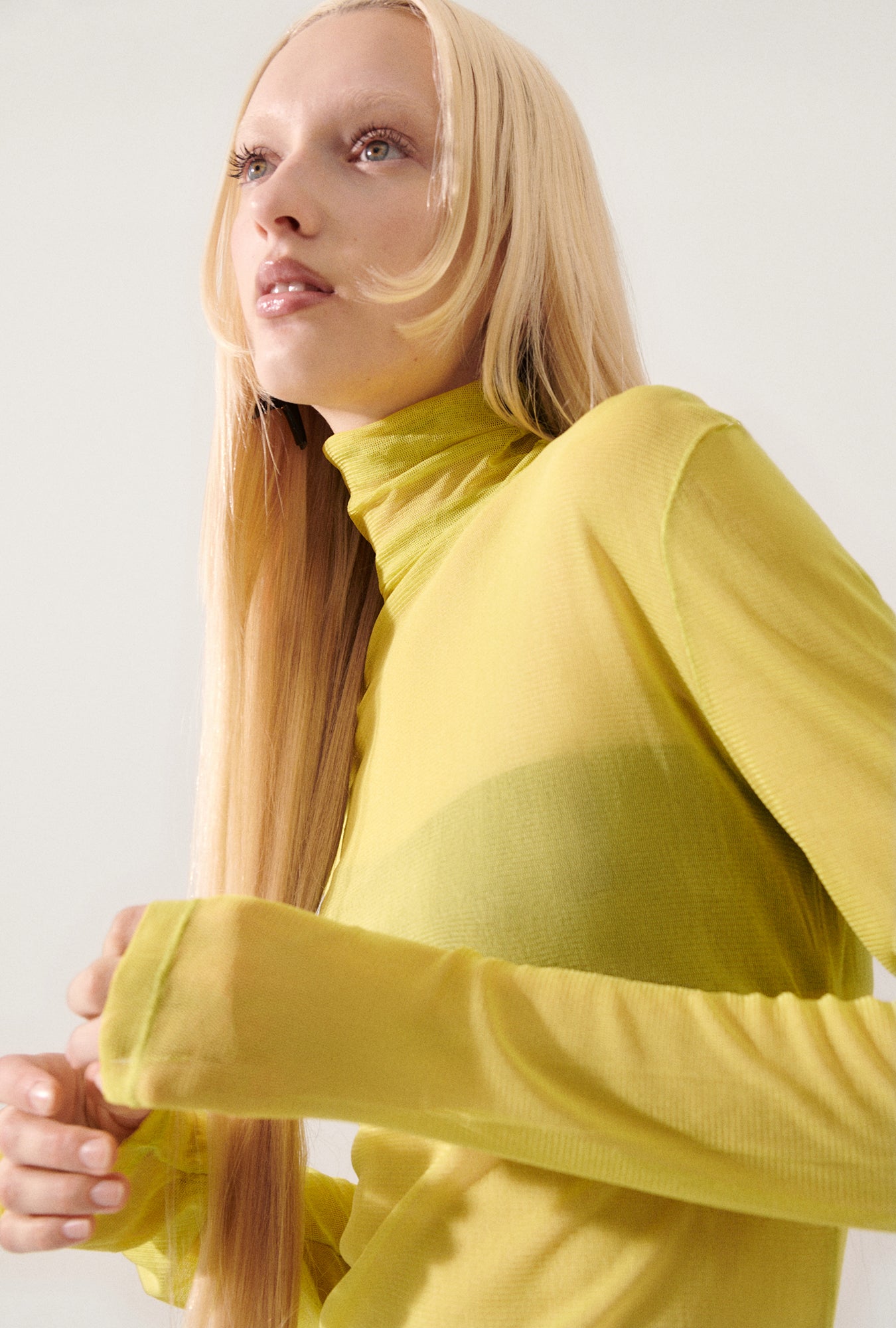 Silk Mesh Turtleneck Absinthe