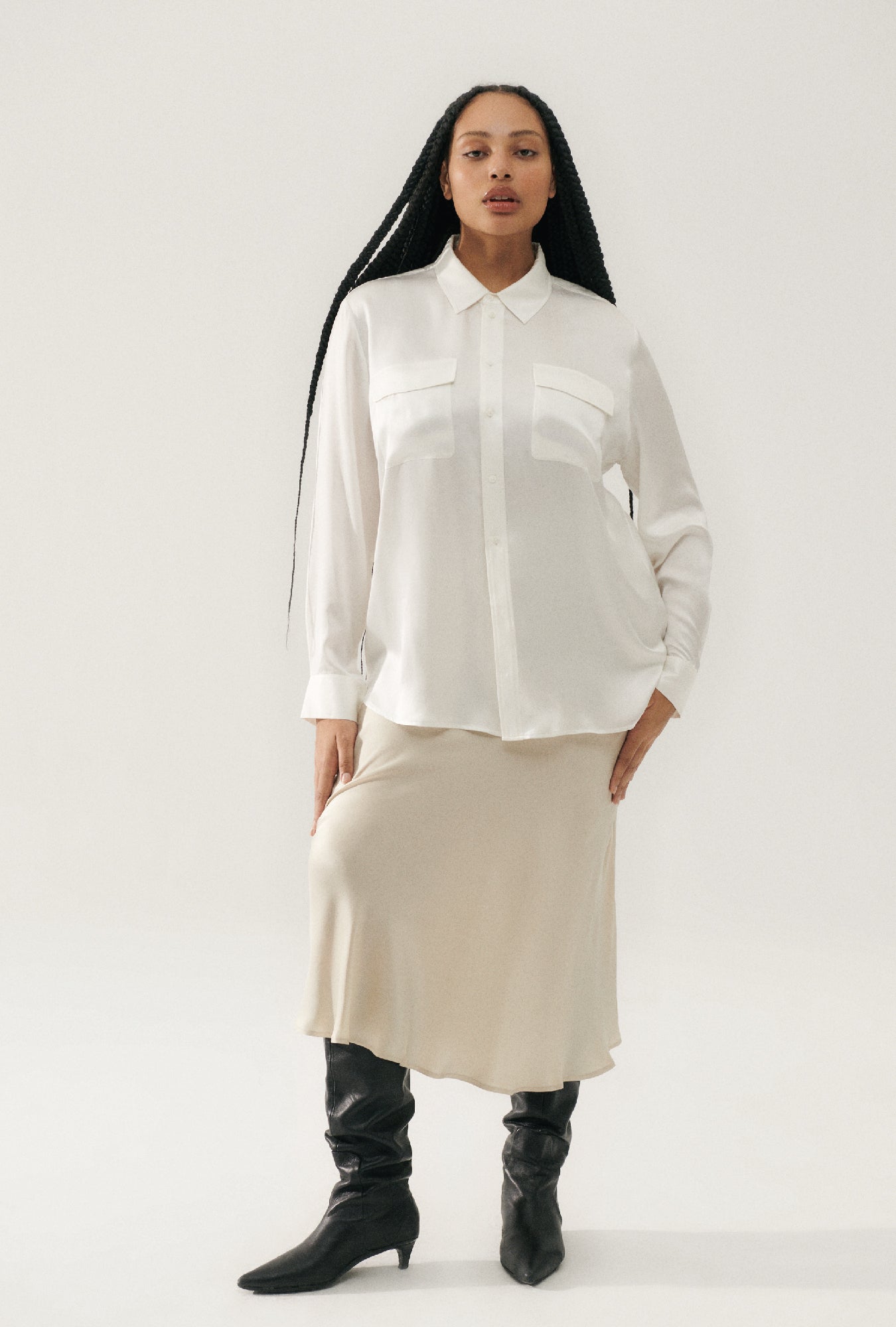 Long Bias Cut Skirt Hazelnut
