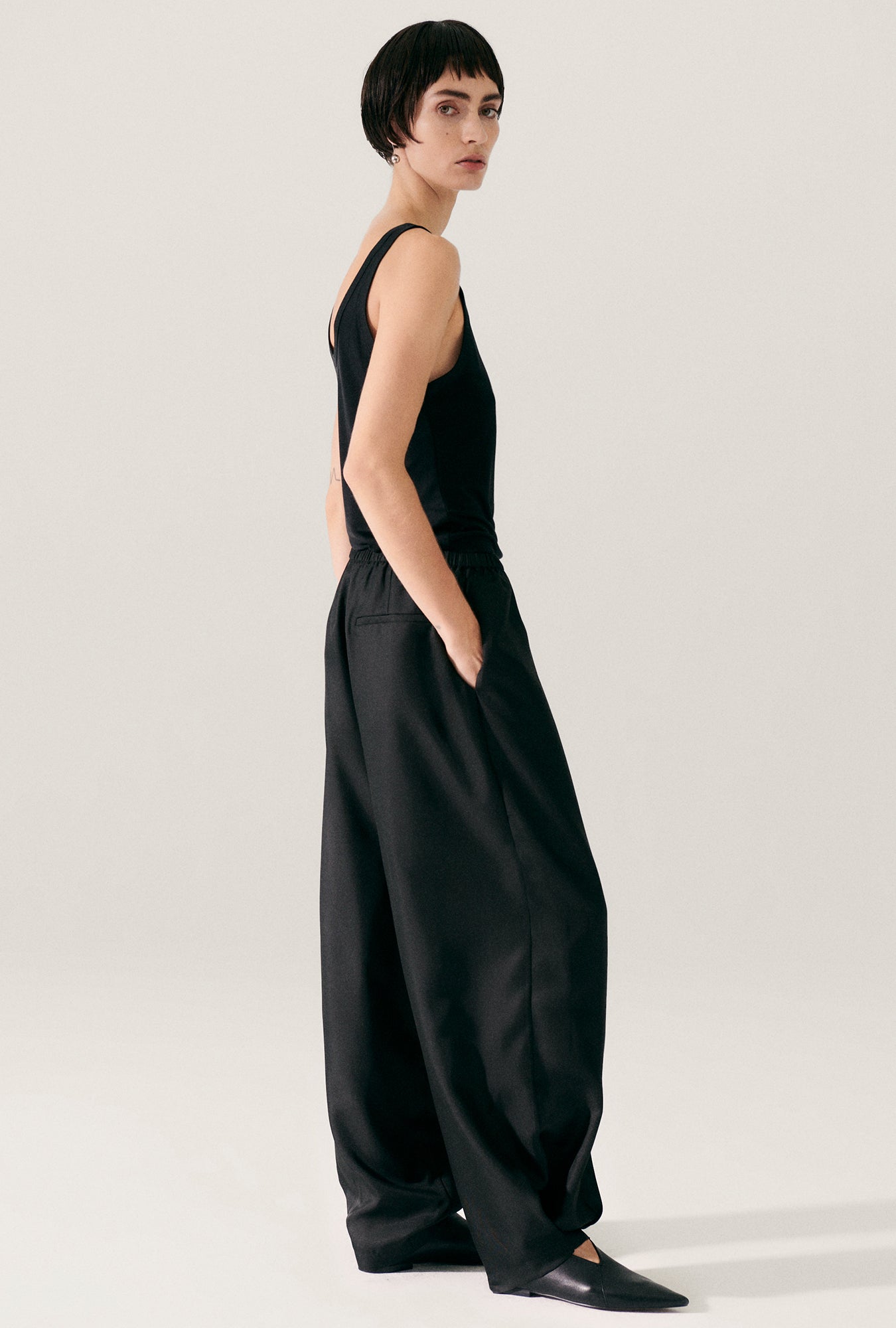 Twill Harem Pants Black