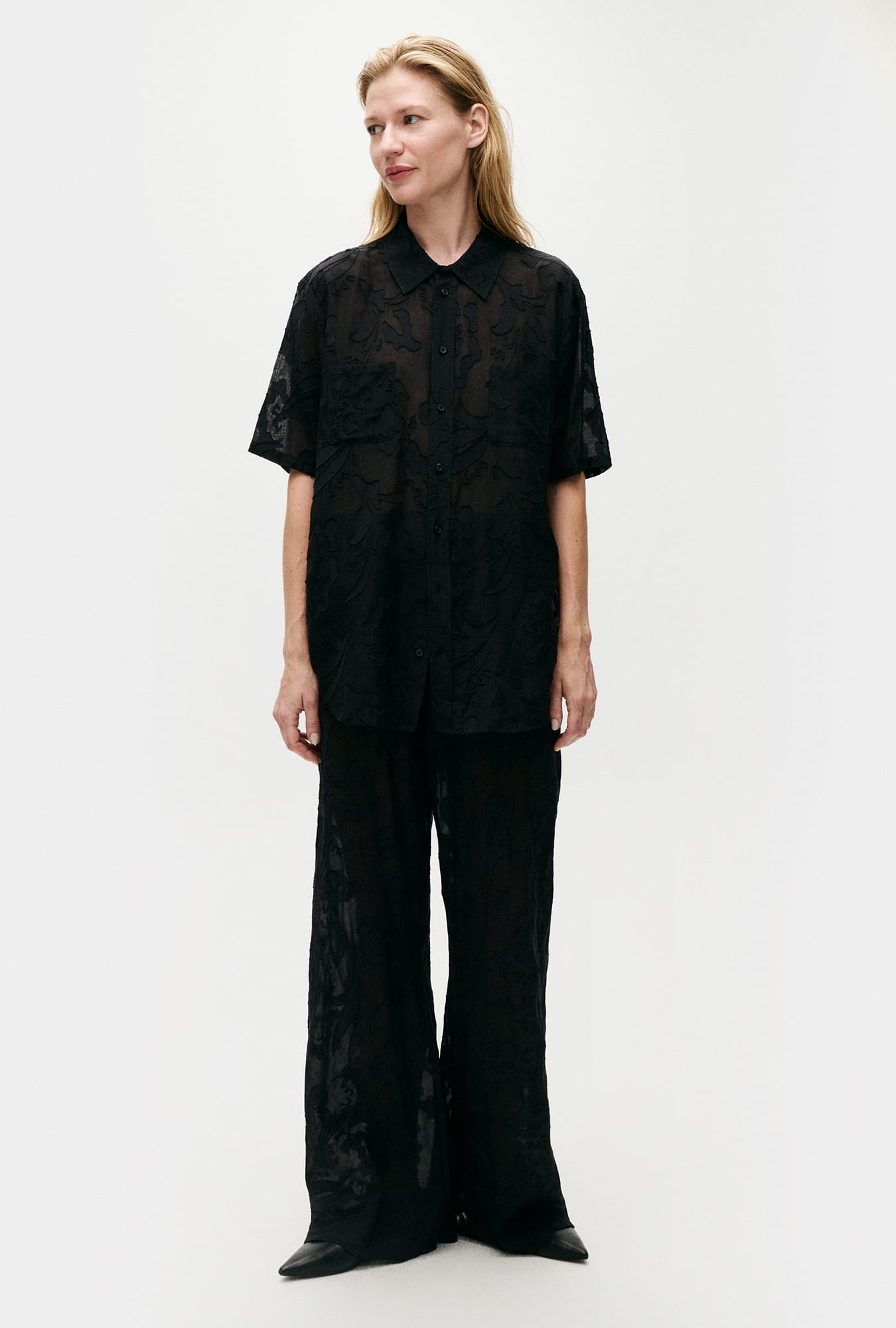 Clip Silk Bias Cut Pants Tulipa Black