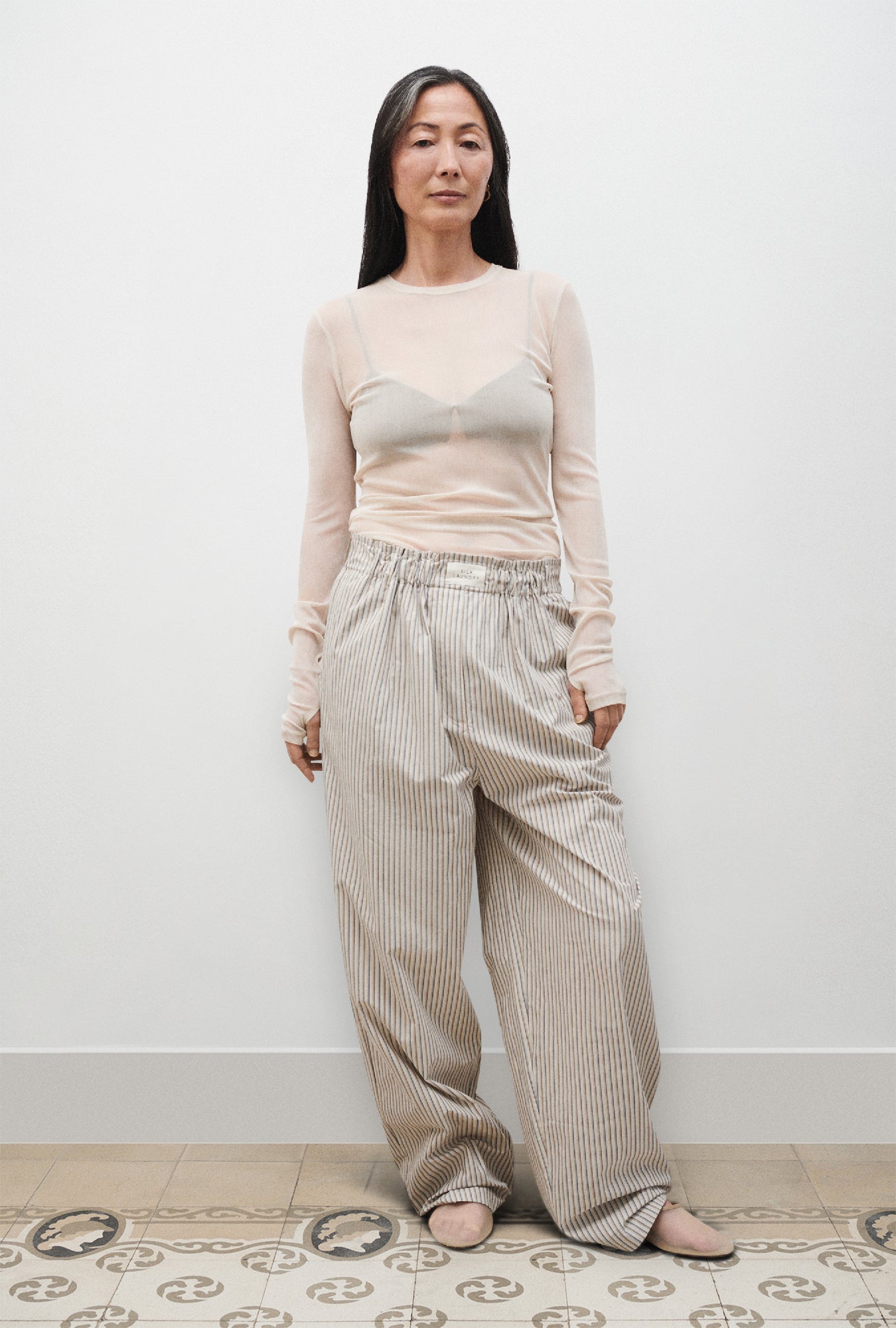 Mesh Long Sleeve Top Hazelnut