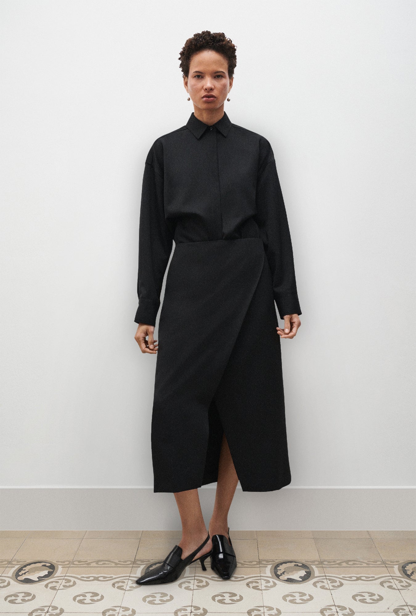 Wool Wrap Skirt Black