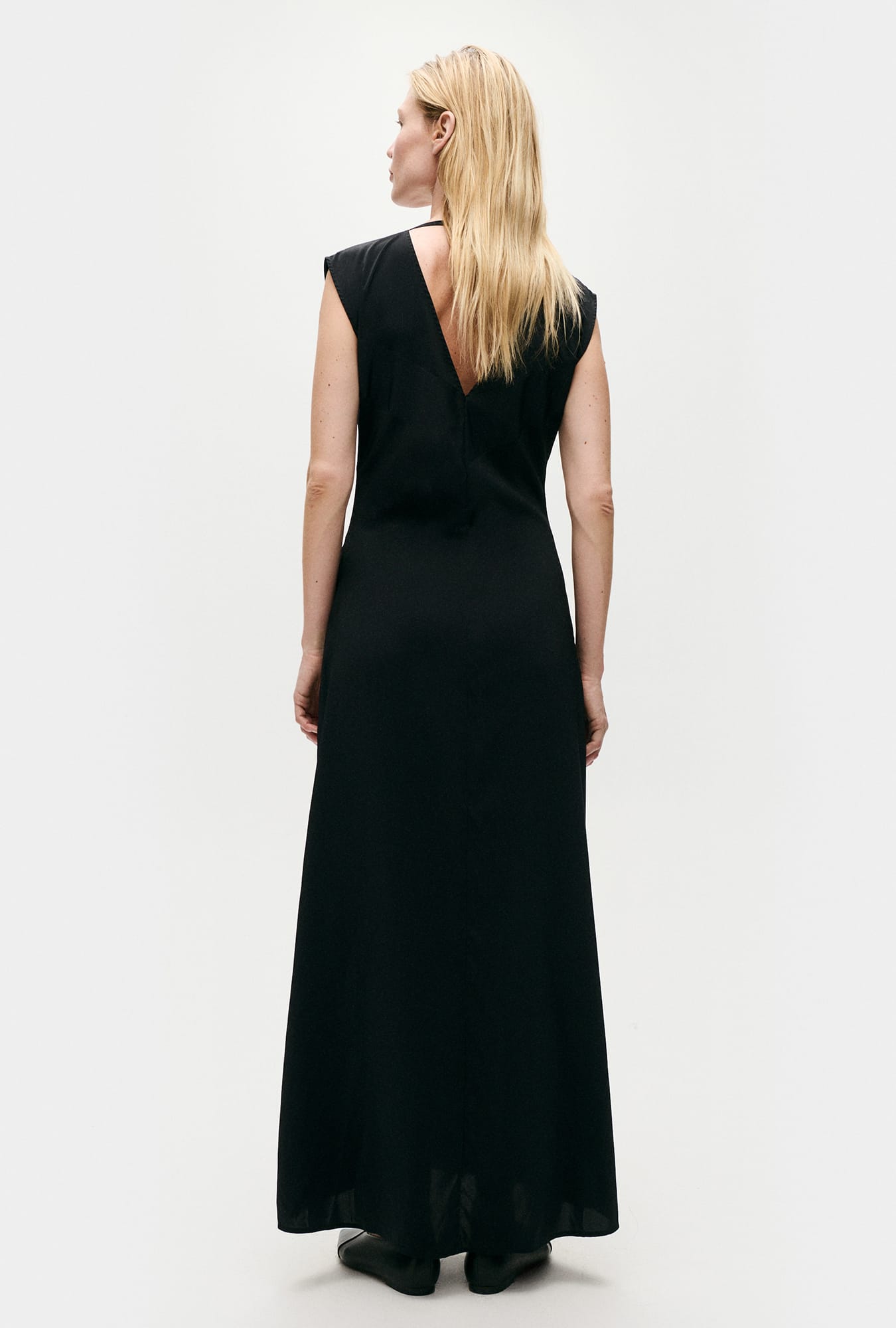 Habotai Pleated Dress Black