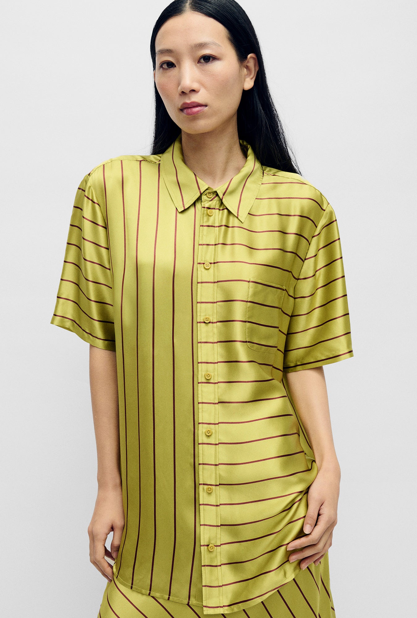 SHORT SLEEVE BOYFRIEND SHIRT 2.0 CACTUS STRIPE