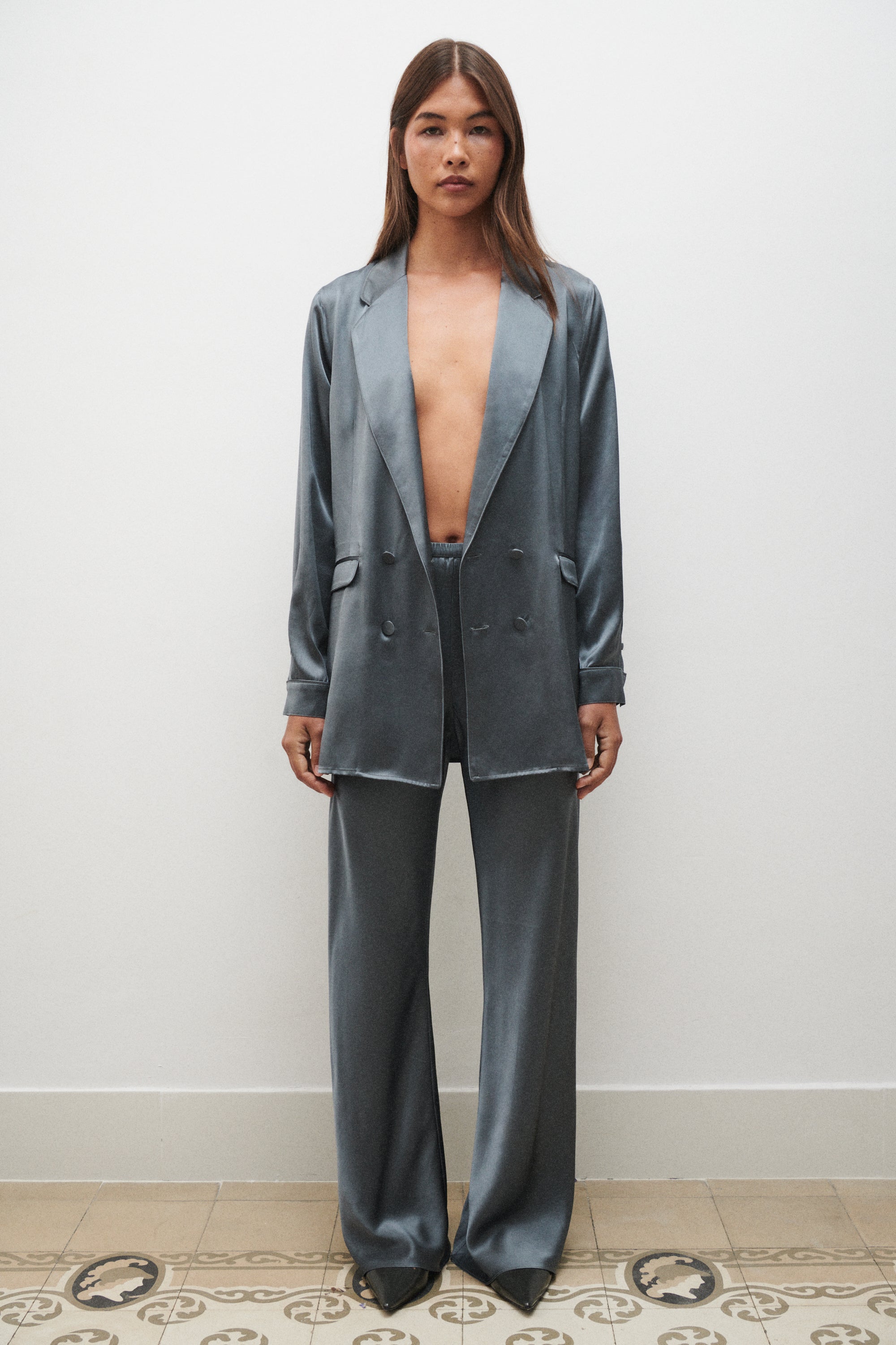 Bias Cut Pants Slate