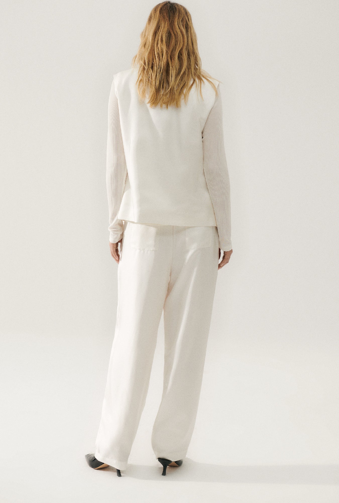 Twill Slouch Vest White