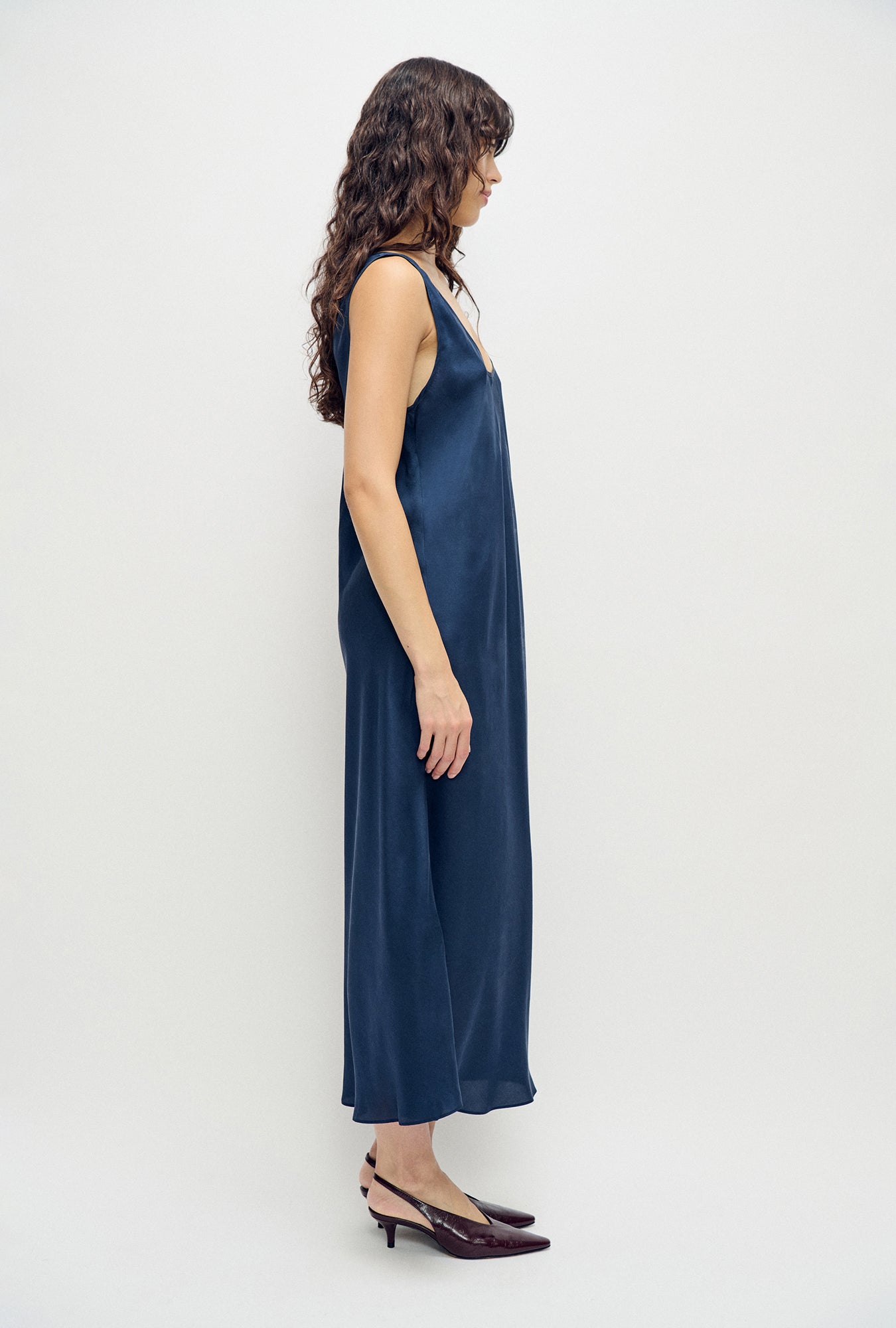Habotai Scoop Neck Dress Midnight