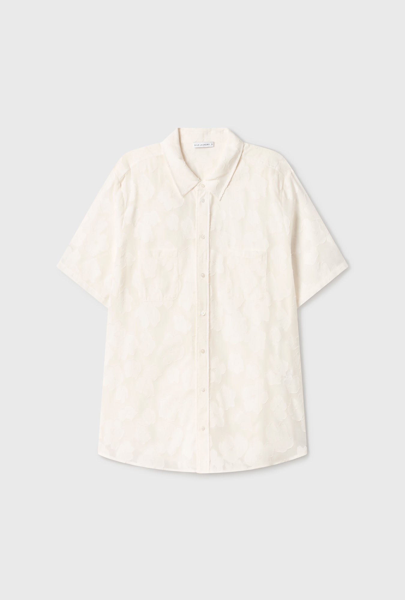 CLIP SILK SHORT SLEEVE BOYFRIEND SHIRT WHITE