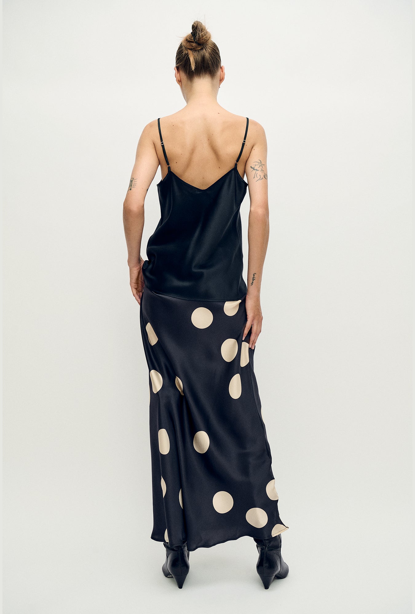 Long Bias Cut Skirt Large Polka Dot