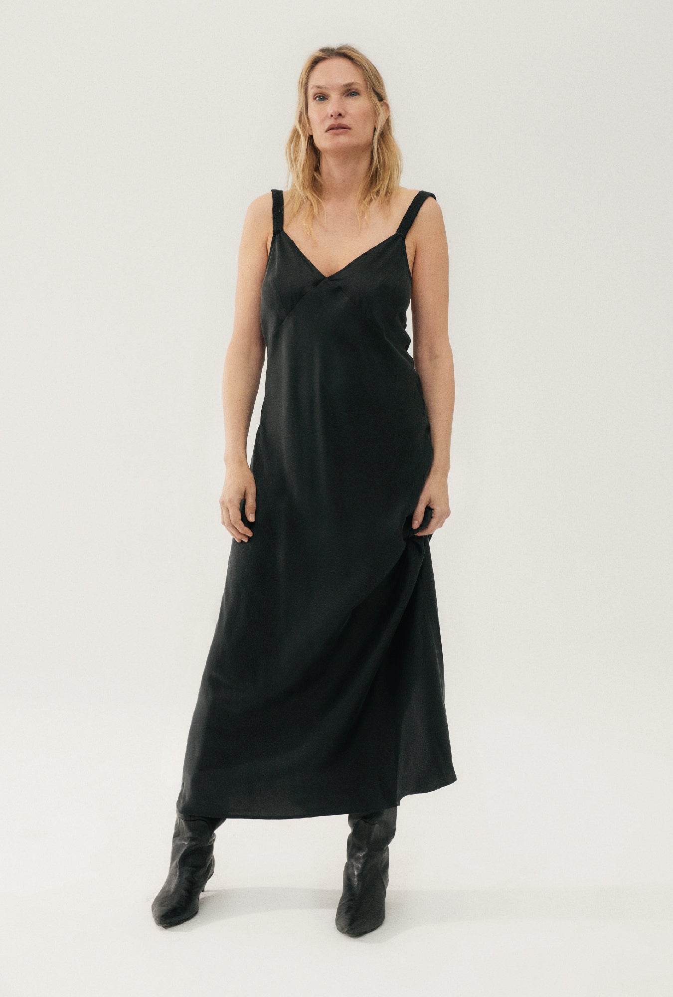 Deco Ruched Dress Black