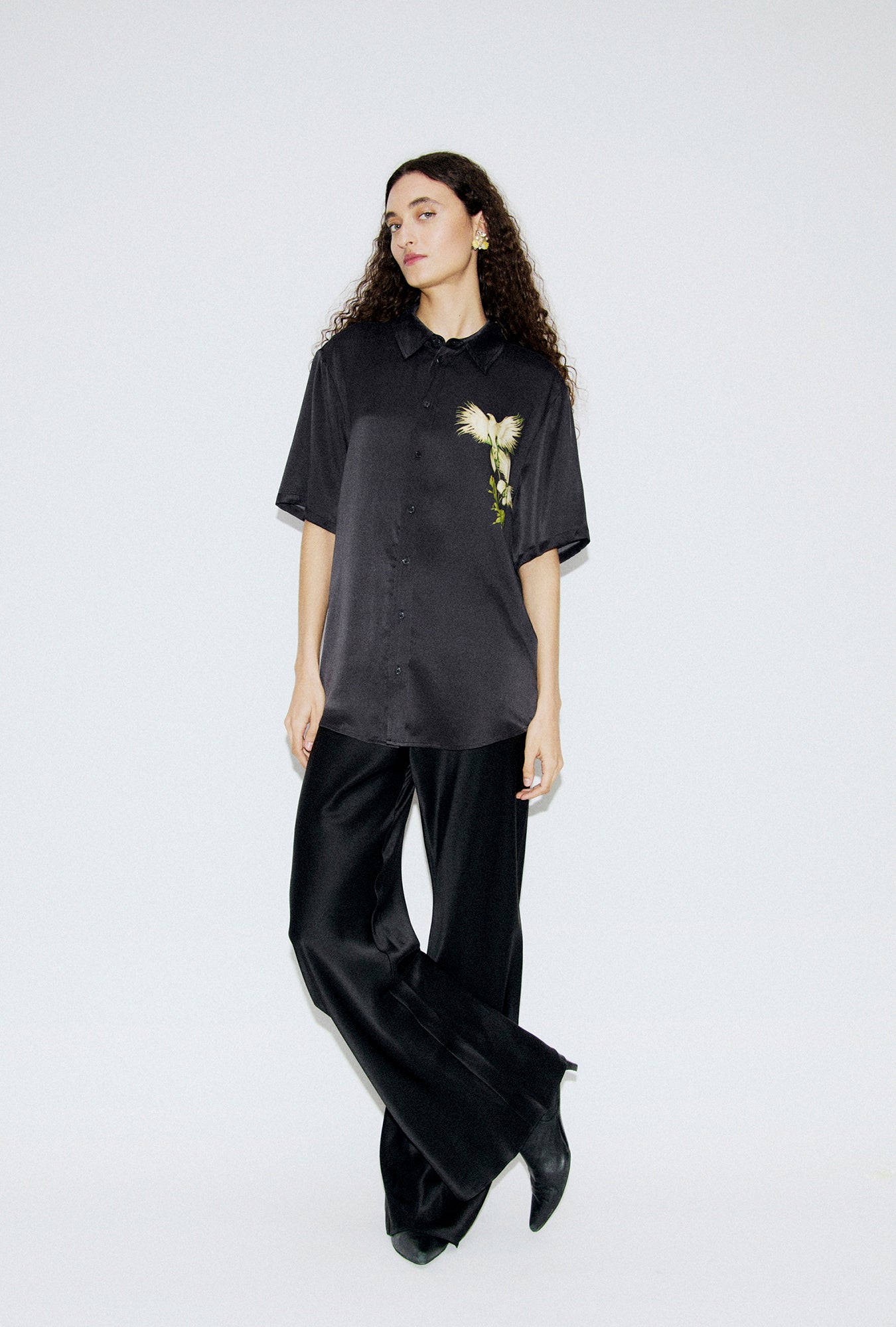 Short Sleeve Boyfriend Shirt Egret